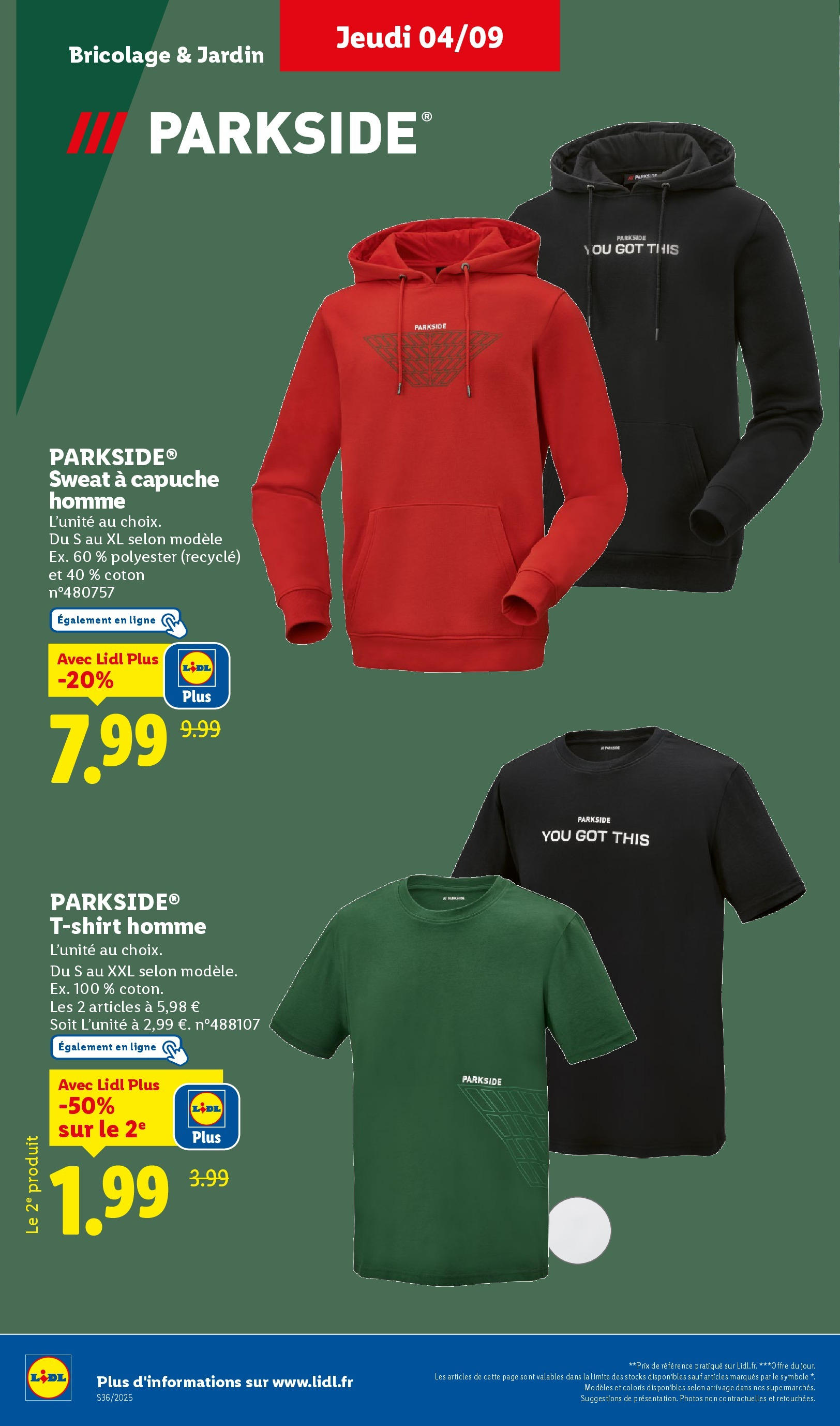 Catalogue LIDL du 31/08/2025 | Promo prospectus en ligne | Page: 34 | Produits: Coton, T-shirt, Sweat à capuche