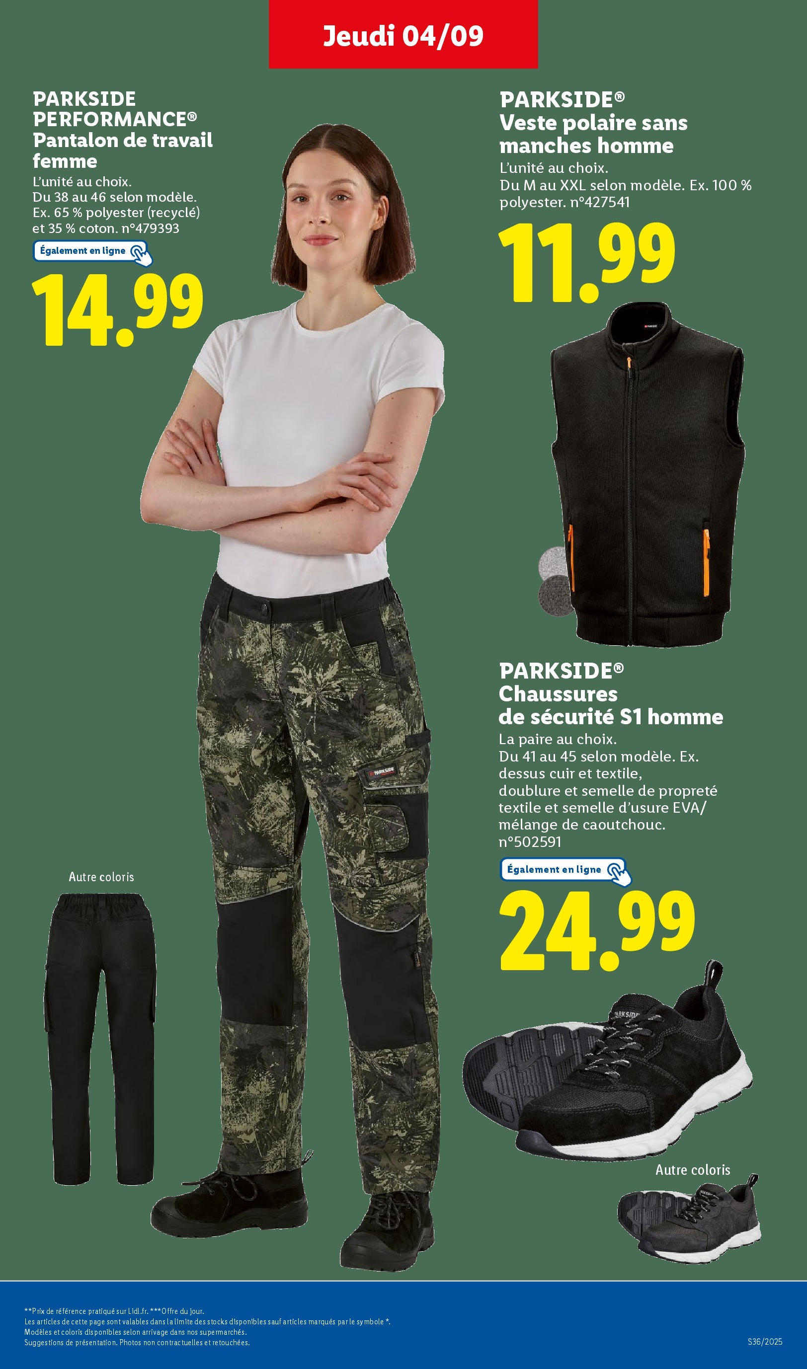 Catalogue LIDL du 31/08/2025 | Promo prospectus en ligne | Page: 37 | Produits: Chaussures de sécurité, Veste, Pantalon, Pantalon de travail