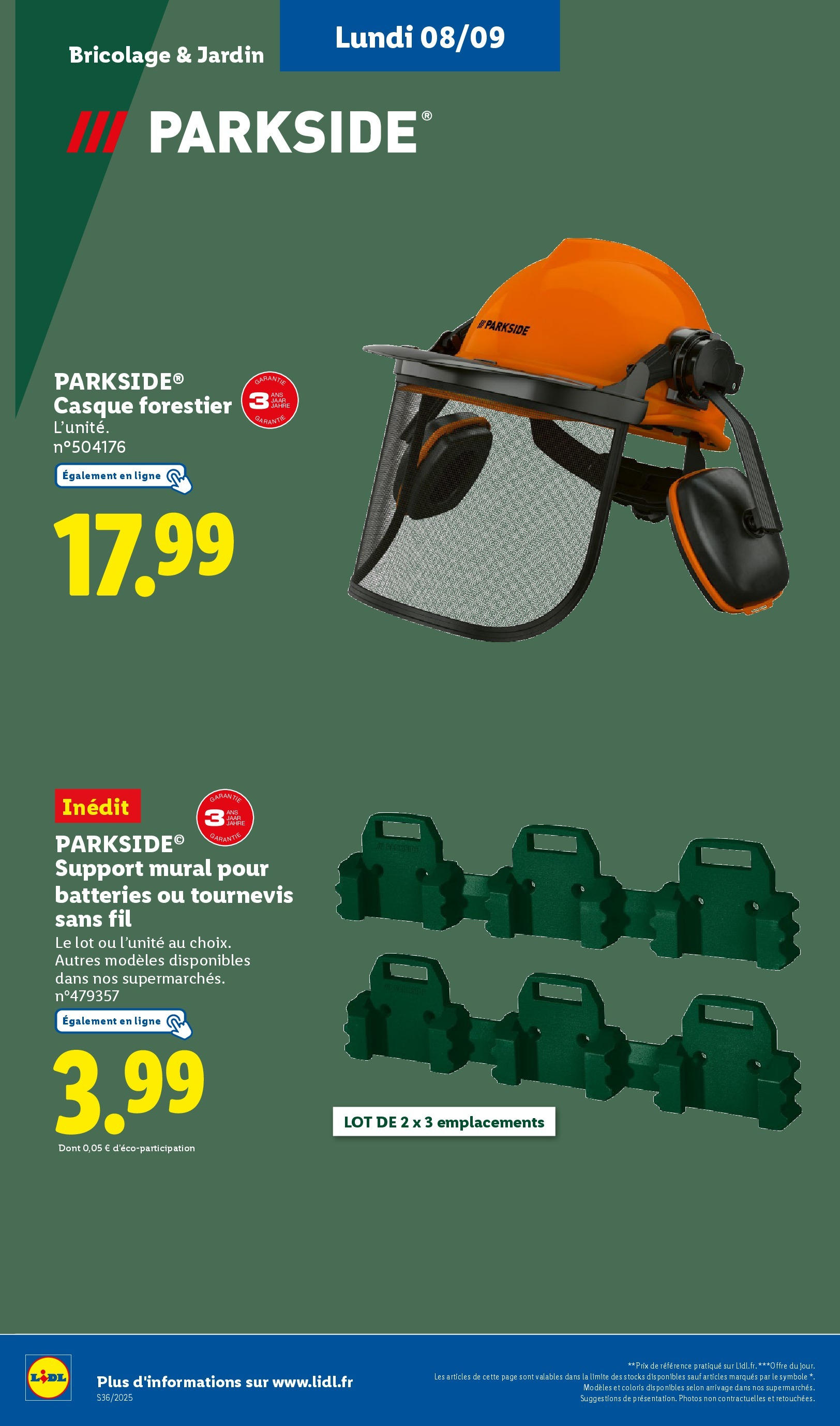 Catalogue LIDL du 03/09/2025 | Promo prospectus en ligne | Page: 60 | Produits: Support mural, Tournevis, Casque Catalogue LIDL du 03/09/2025 | Promo prospectus en ligne | Page: 60 | Produits: Support mural, Tournevis, Casque