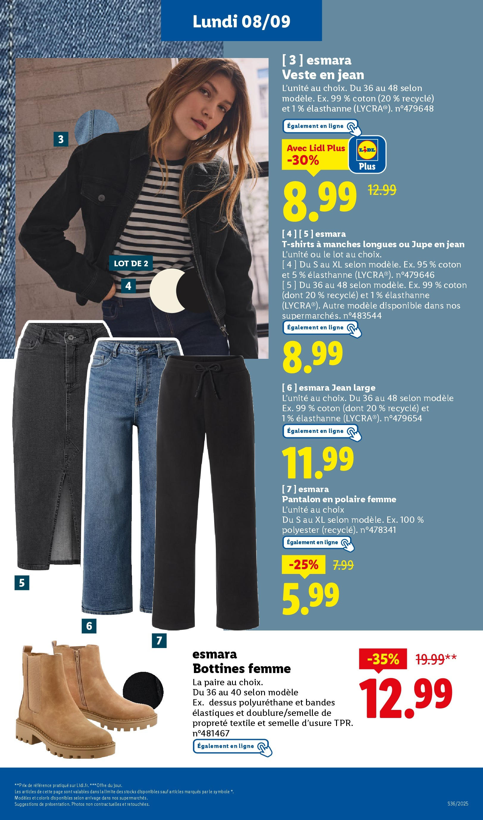 Catalogue LIDL du 03/09/2025 | Promo prospectus en ligne | Page: 71 | Produits: Jeans, Coton, Élastiques, Pantalon Catalogue LIDL du 03/09/2025 | Promo prospectus en ligne | Page: 71 | Produits: Jeans, Coton, Élastiques, Pantalon