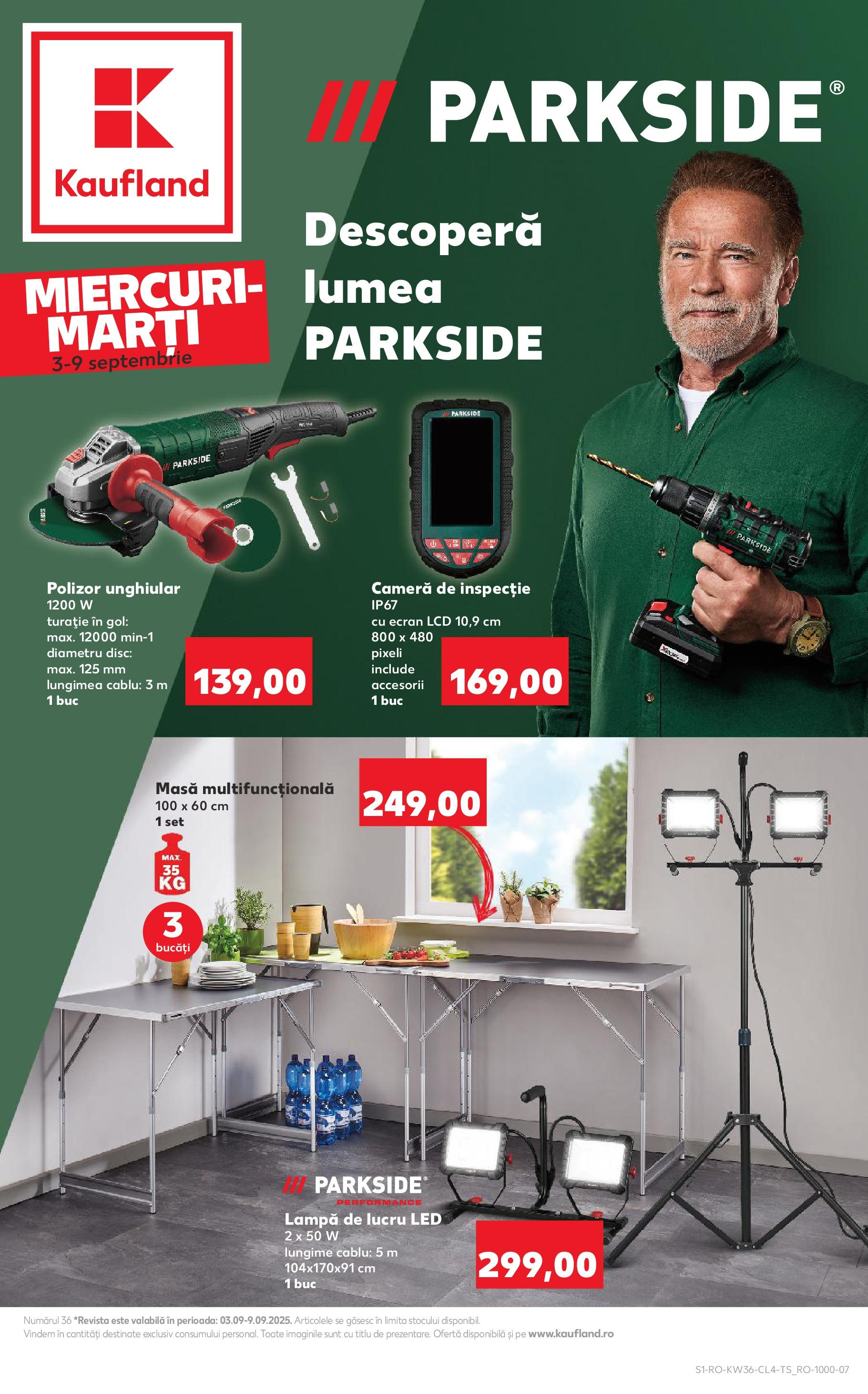 Catalog Kaufland - Galați 03.09.2025 - Revista si Oferta | Pagină: 1 | Produse: Cameră, Cablu, Polizor, Babak