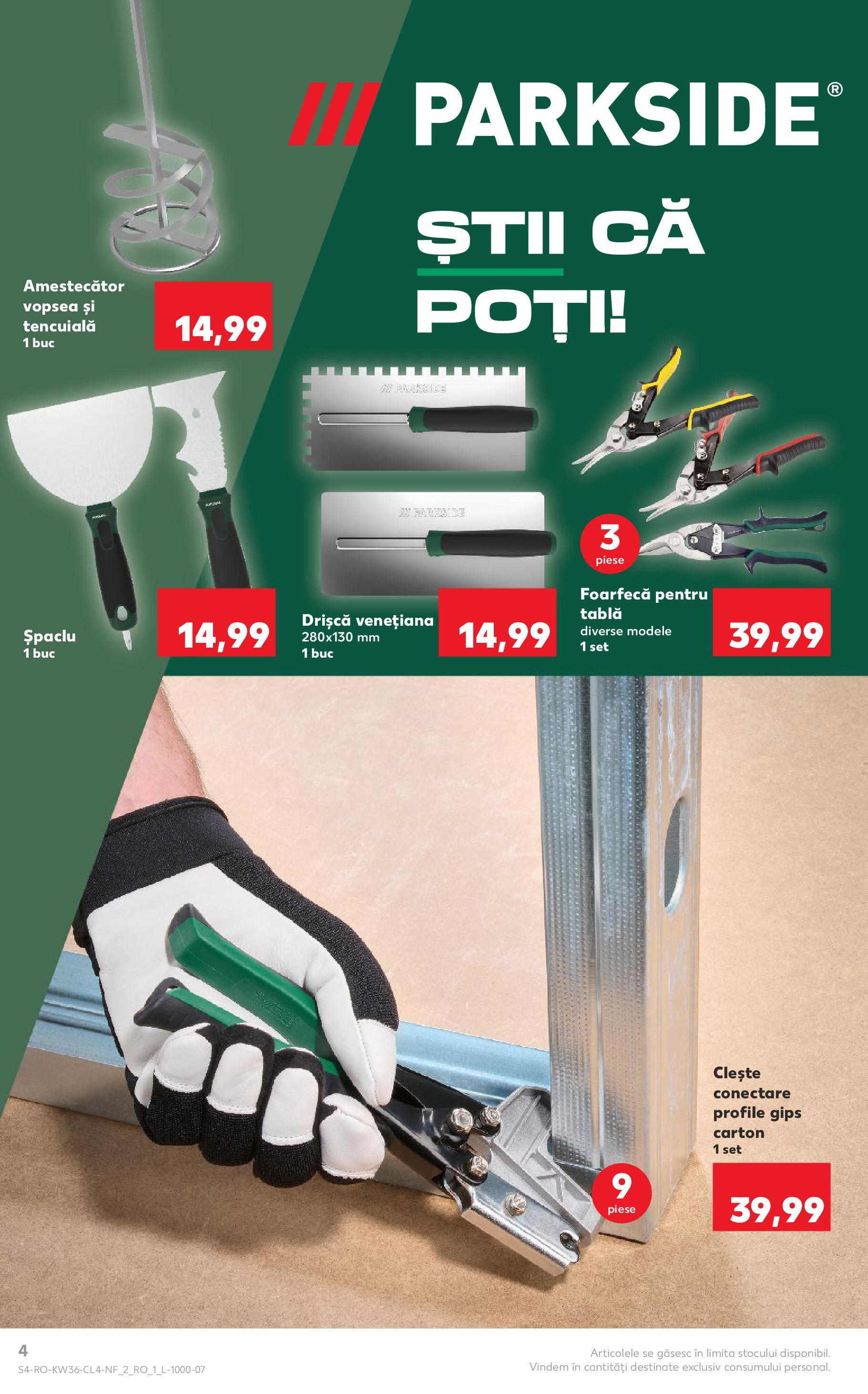 Catalog Kaufland - Galați 03.09.2025 - Revista si Oferta | Pagină: 4 | Produse: Clește, Vopsea, Tablă