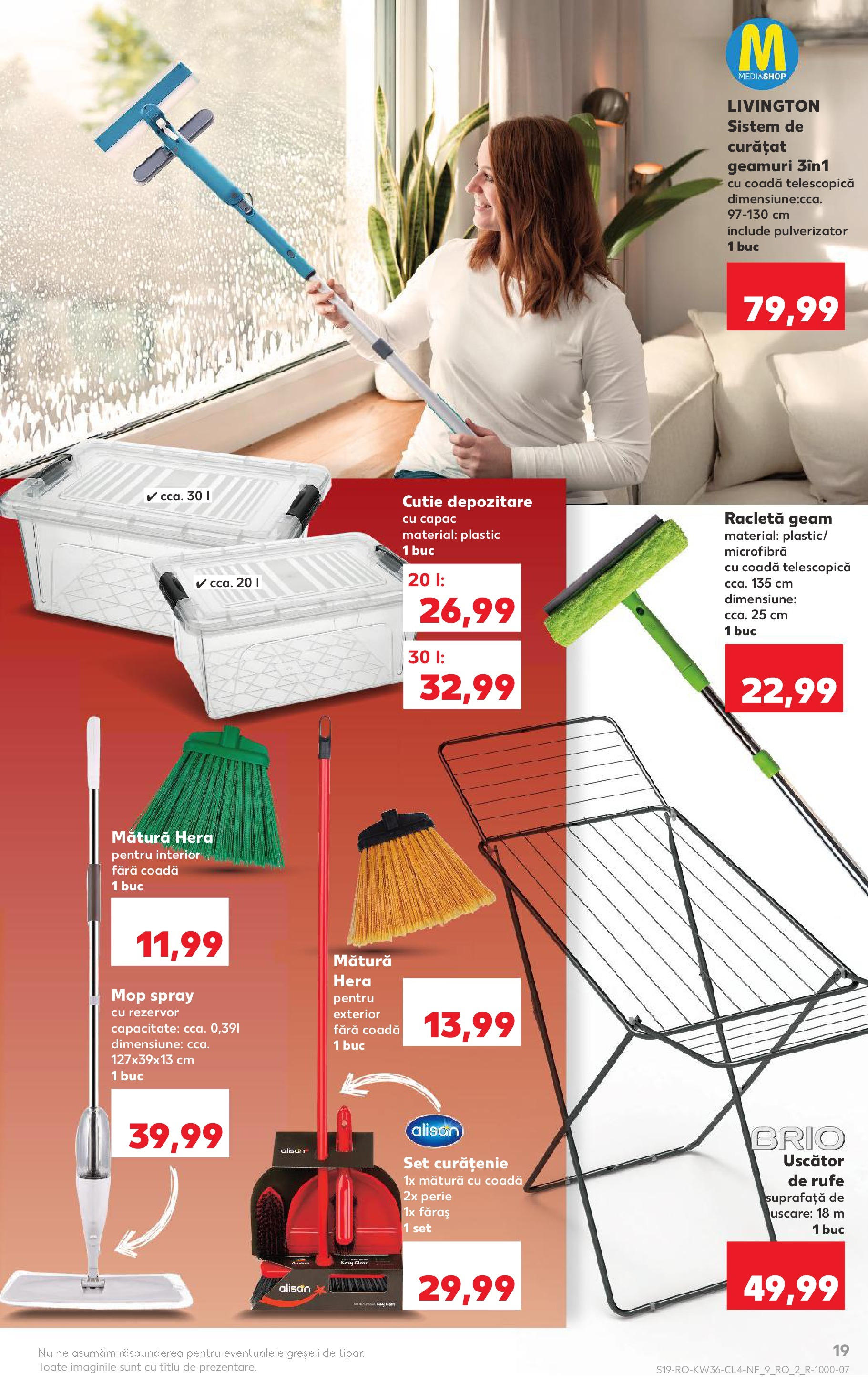 Catalog Kaufland - Galați 03.09.2025 - Revista si Oferta | Pagină: 19 | Produse: Mop, Mătură, Cutie, Perie