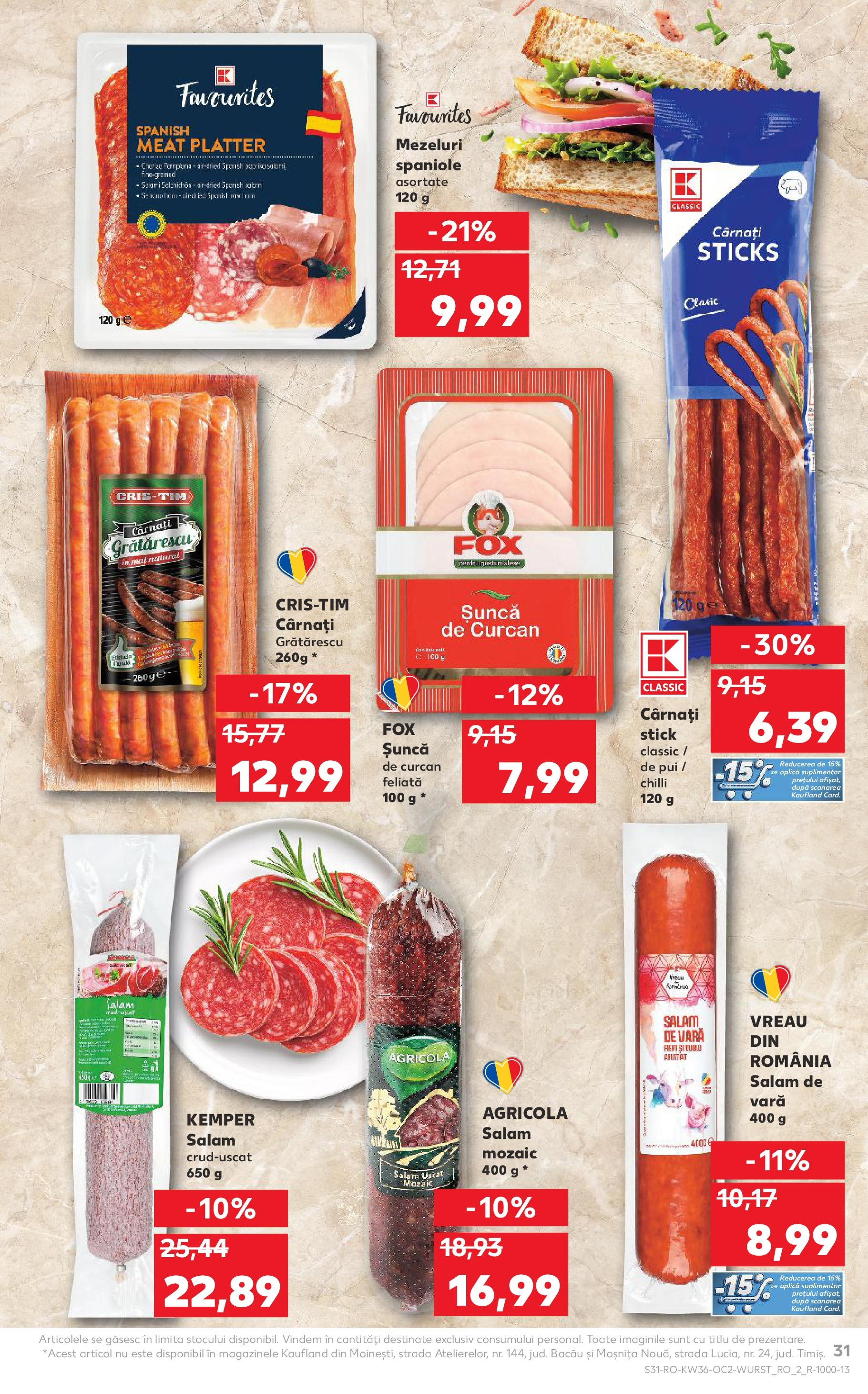 Catalog Kaufland - Bârlad 03.09.2025 - Revista si Oferta | Pagină: 31 | Produse: Chilli, Salam, Șuncă, Cârnați