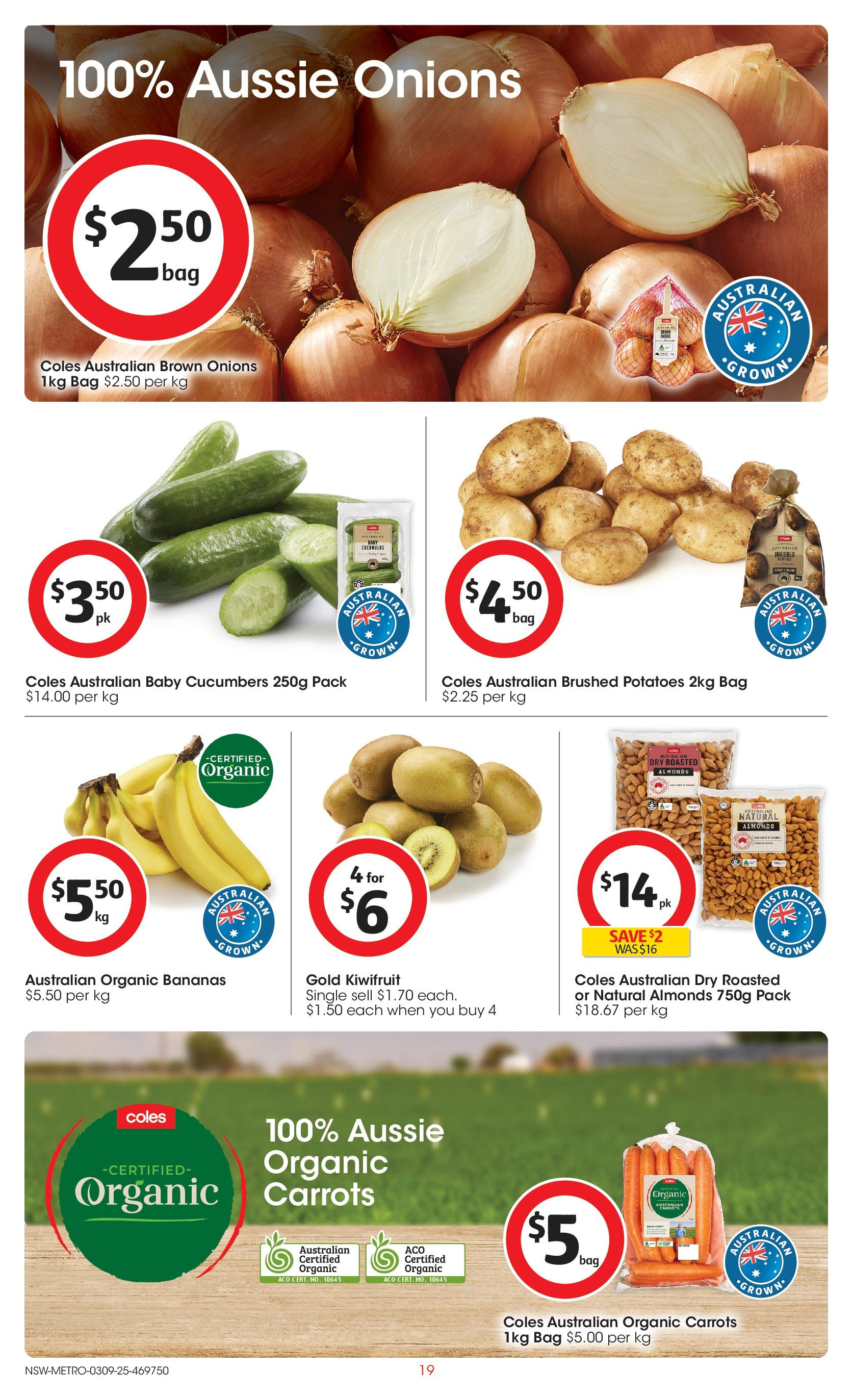 ﻿﻿Coles catalogue valid from 03/09/2025 > Online Australia | Page: 19 | Products: Kiwifruit, Carrots, Onions, Bag