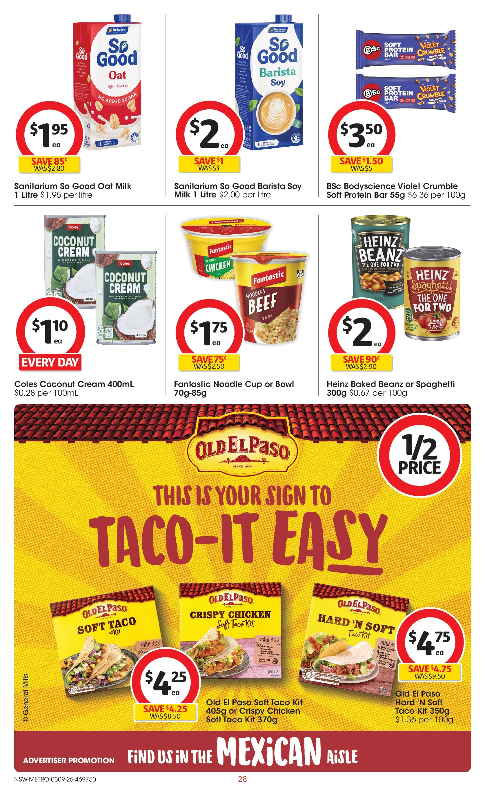 ﻿﻿Coles catalogue valid from 03/09/2025 > Online Australia | Page: 28 | Products: Milk, Noodles, Cart, Sauce