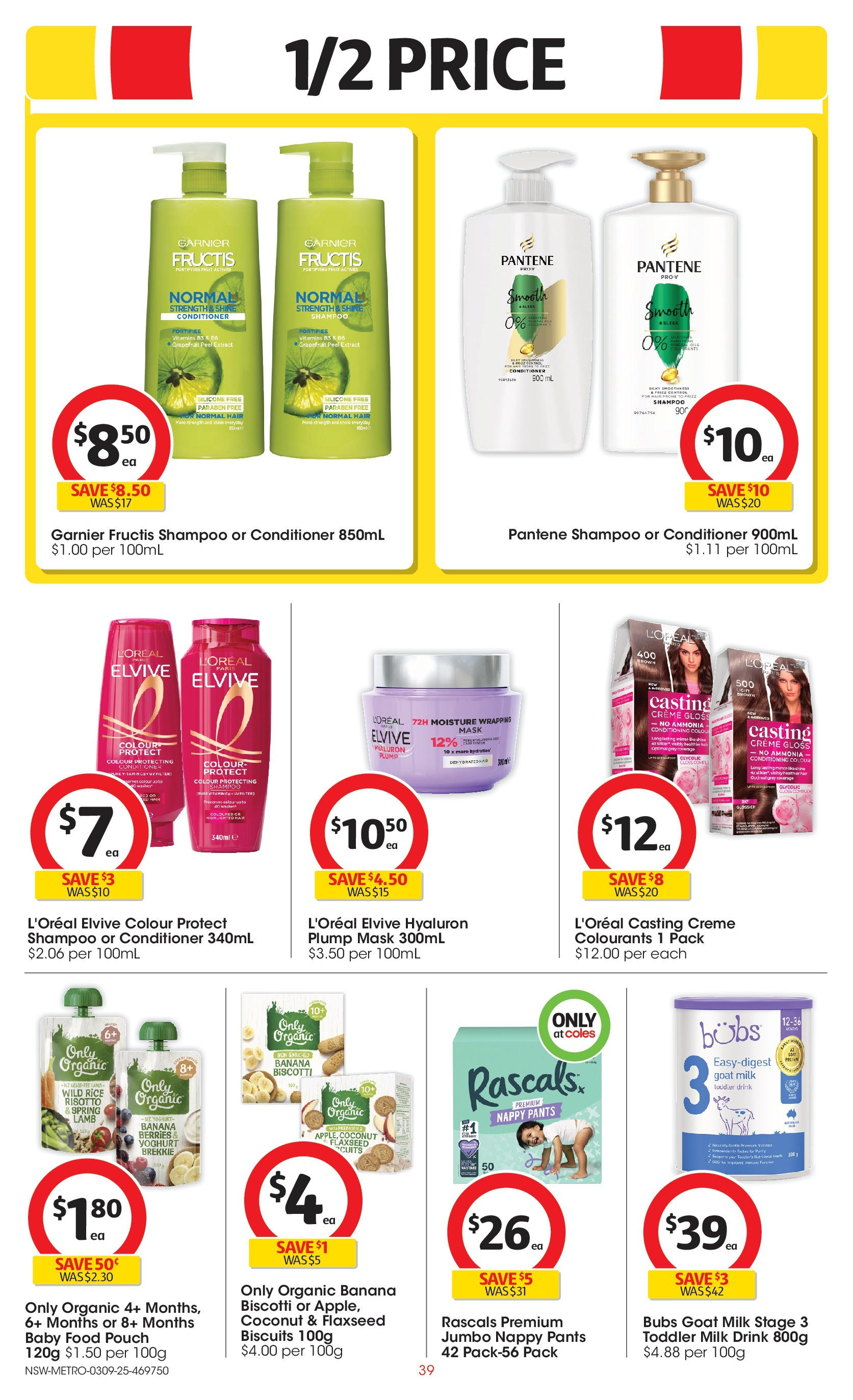 ﻿﻿Coles catalogue valid from 03/09/2025 > Online Australia | Page: 39 | Products: Conditioner, Peel, Biscuits, Baby food