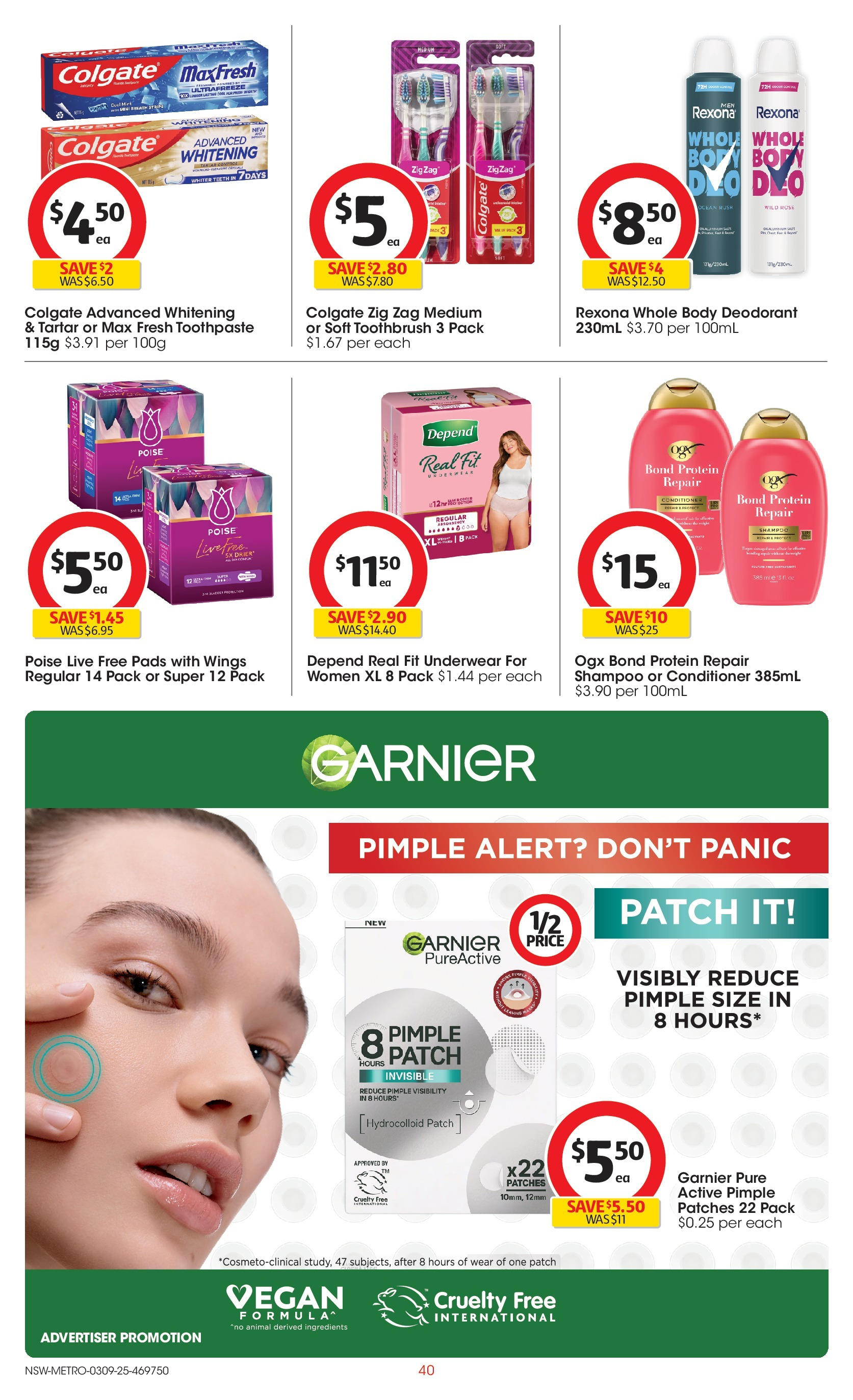 ﻿﻿Coles catalogue valid from 03/09/2025 > Online Australia | Page: 40 | Products: Shampoo, Deodorant, Toothpaste, Toothbrush