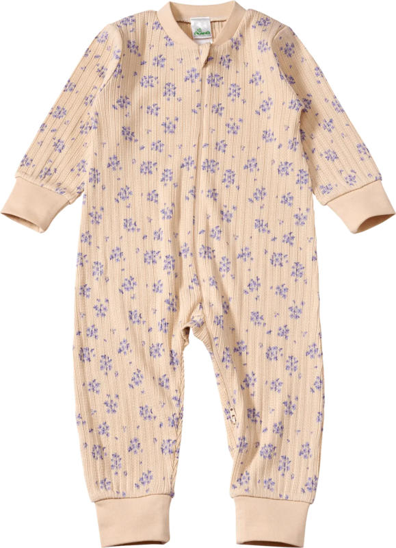 ALANA Schlafanzug mit Ajour-Struktur & Blumen-Muster, beige, Gr. 86/92