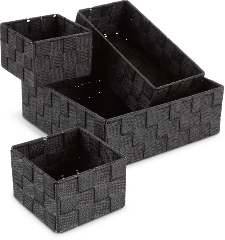 JYSK Комплект кошници FOLKE 4 бр./к-т черни