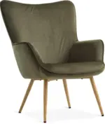 JYSK JYSK Кресло HUNDESTED зелено кадифе/цвят дъб