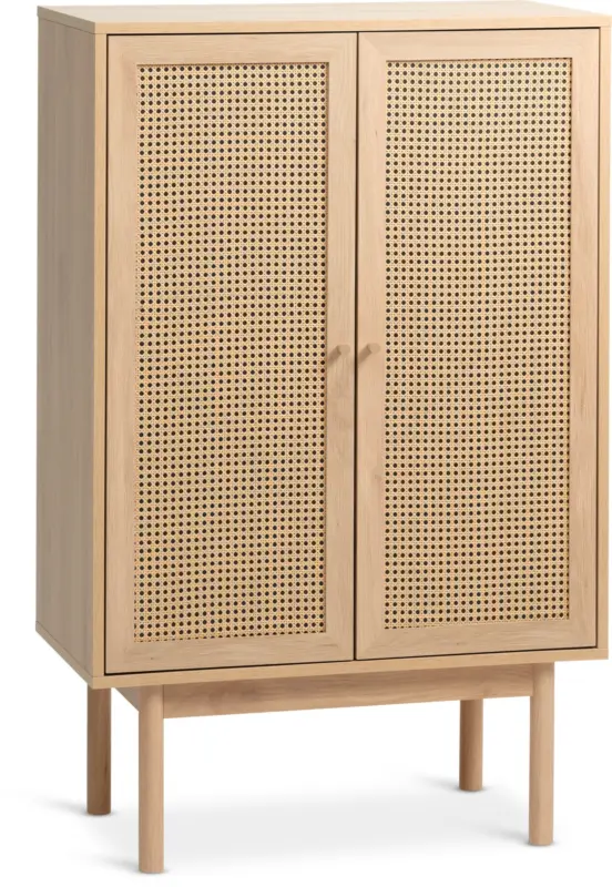 JYSK Шкаф HALMSTAD 2 врати ПВЦ ратан/цвят топъл дъб