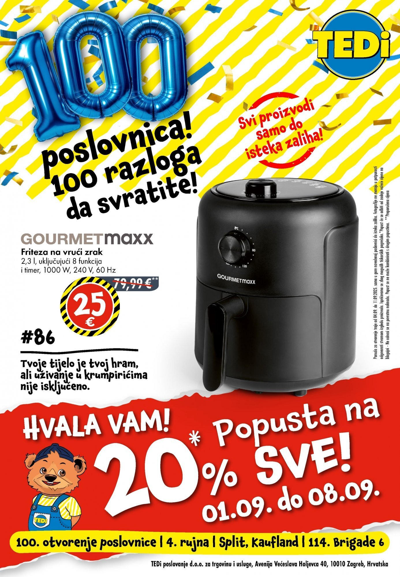 TEDi - TEDi katalog do 06.09.2025 novi od 30.08.2025 na listanje > letak digitalni | Stranica: 1 | Proizvodi: Friteza, Friteza na vrući zrak