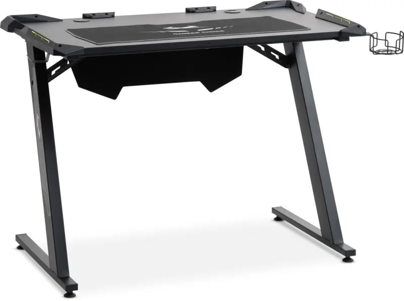 JYSK Геймърско бюро LINDHOLM с LED/поставка за чаша черно