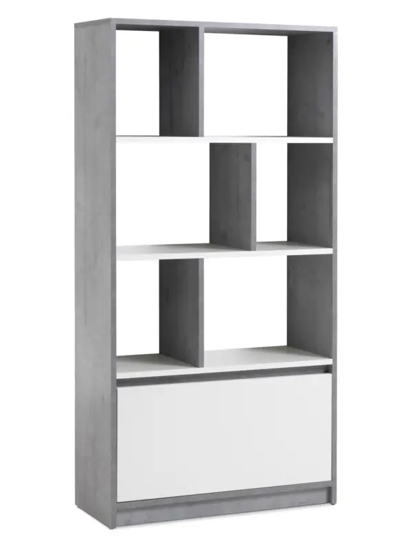 JYSK Етажерка BILLUND 1 чекмедже 3 рафта цвят бетон/бяла