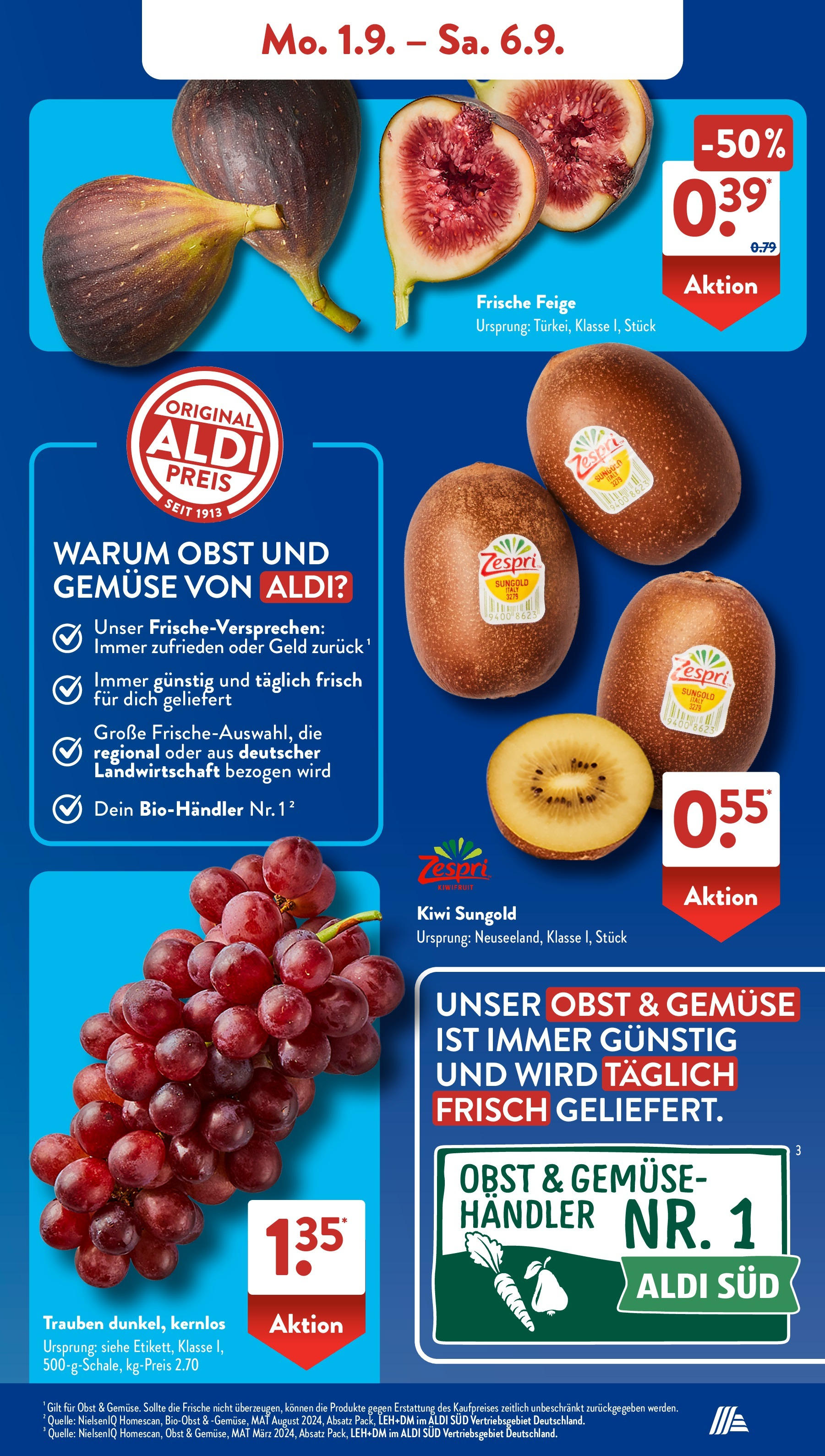 Aldi Süd Prospekt (ab 01.08.2025) zum Blättern | Seite: 5 | Produkte: Trauben, Gemüse, Obst, Kiwi Aldi Süd Prospekt (ab 01.08.2025) zum Blättern | Seite: 5 | Produkte: Trauben, Gemüse, Obst, Kiwi