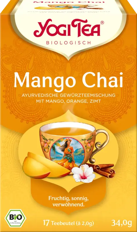 YOGI TEA Gewürztee "Mango Chai" mit Mango, Orange & Zimt (17 Beutel)