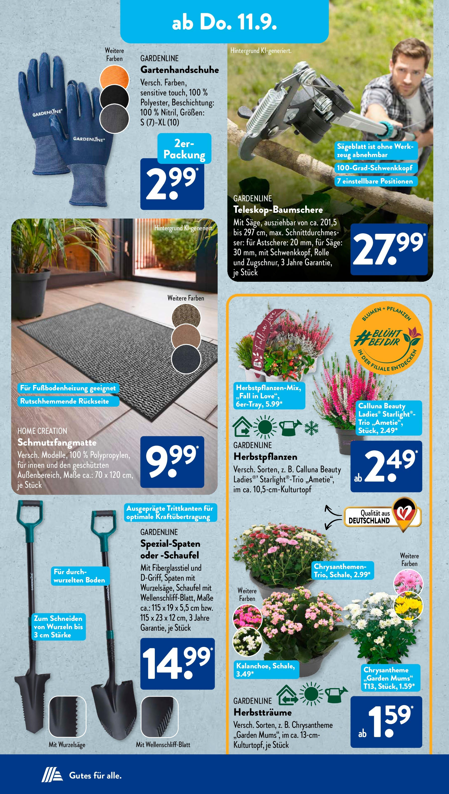 Aldi Süd - Aldi Süd: Wochenangebote (ab 07.09.2025) zum Blättern | Seite: 17 | Produkte: Blumen, Schmutzfangmatte, Home creation Aldi Süd - Aldi Süd: Wochenangebote (ab 07.09.2025) zum Blättern | Seite: 17 | Produkte: Blumen, Schmutzfangmatte, Home creation