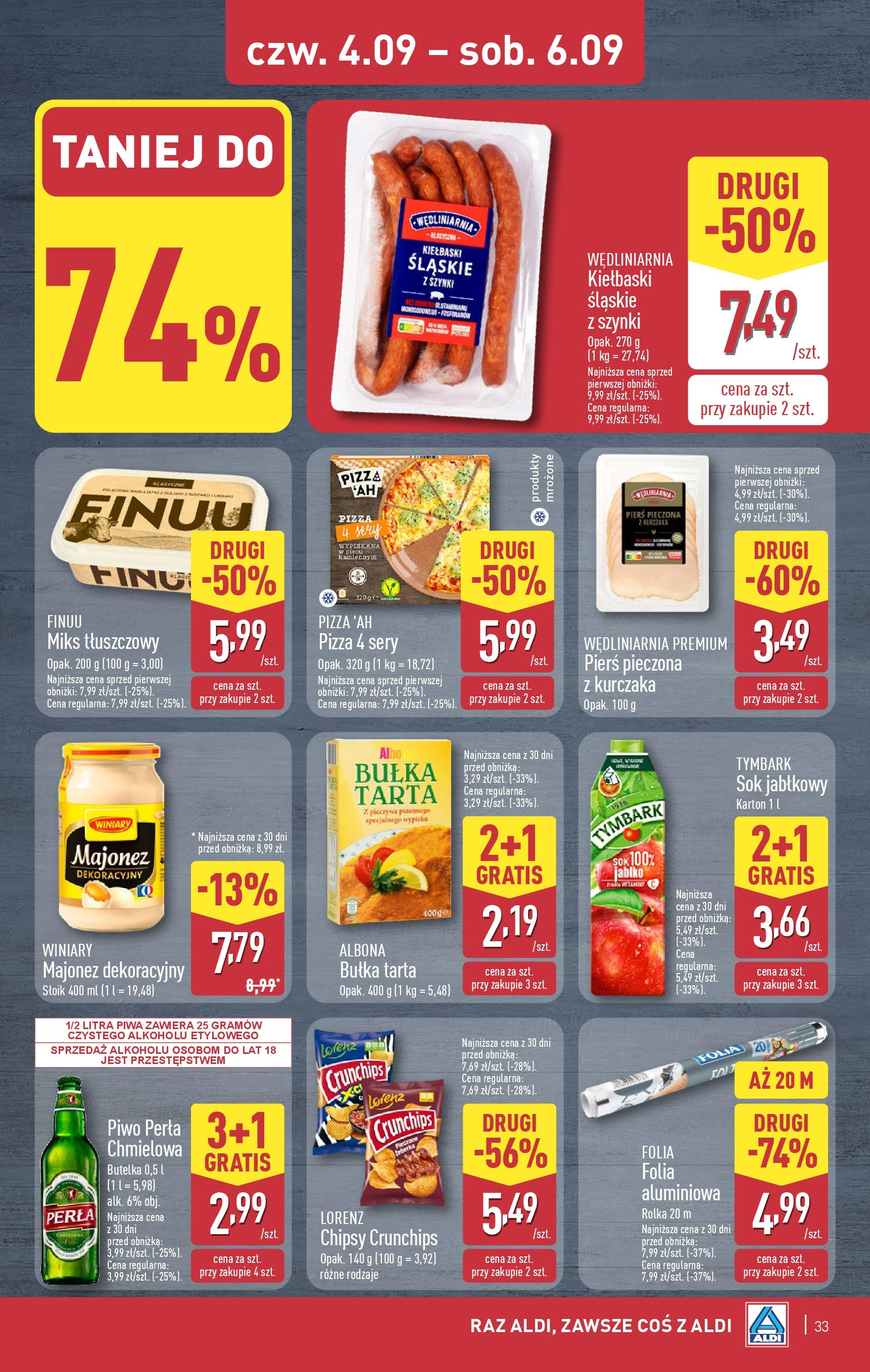 Aldi Gazetka od 01.09.2025 | Nowa PDF gazetka | Strona: 33 | Produkty: Poduszka, Koc, Bateria, Pianki Aldi Gazetka od 01.09.2025 - Ulotka PDF, promocje | Strona: 33 | Produkty: Poduszka, Koc, Bateria, Pianki