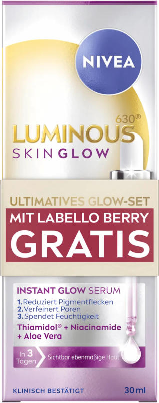 NIVEA Serum Glow + Lippenpflege Glowy Lips Berry Tinted LSF30