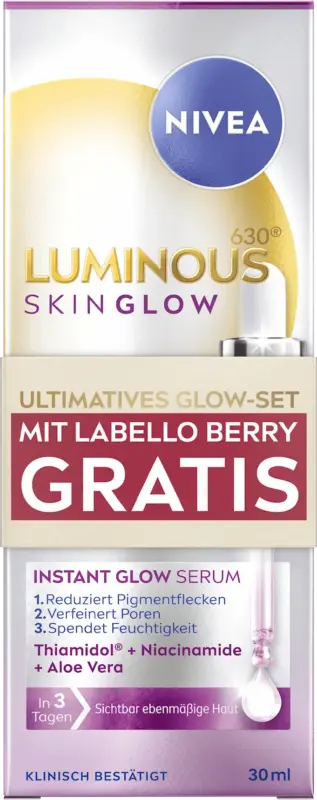 NIVEA Serum Glow + Lippenpflege Glowy Lips Berry Tinted LSF30