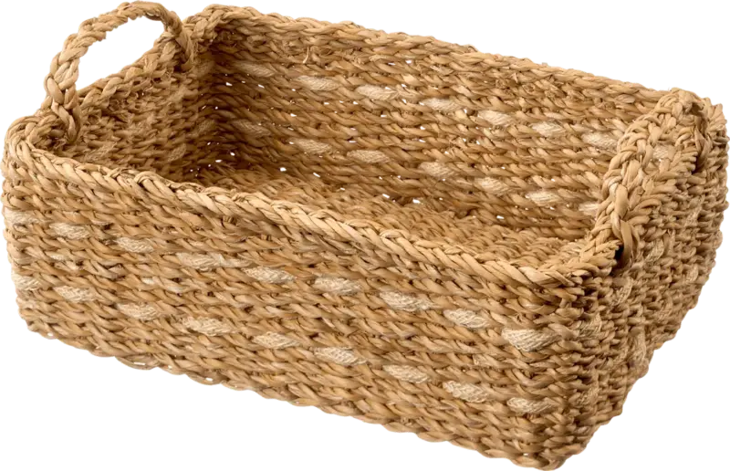 BOLTZE Korb aus Seegras, rechteckig, natur/offwhite (29x20x14 cm)