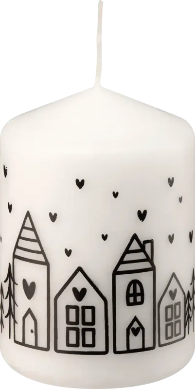 Profissimo Stumpenkerze mit H&auml;usschen 68/100