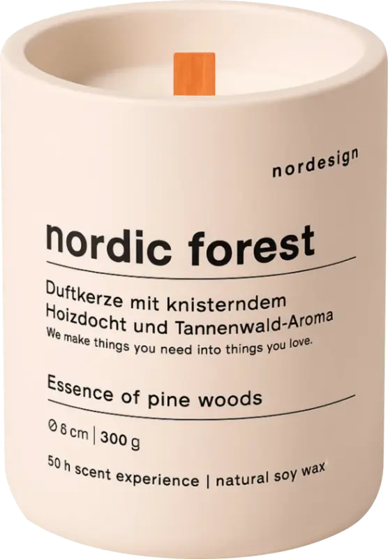 nordesign Duftkerze "nordic forest" mit Holzdocht (300 g)