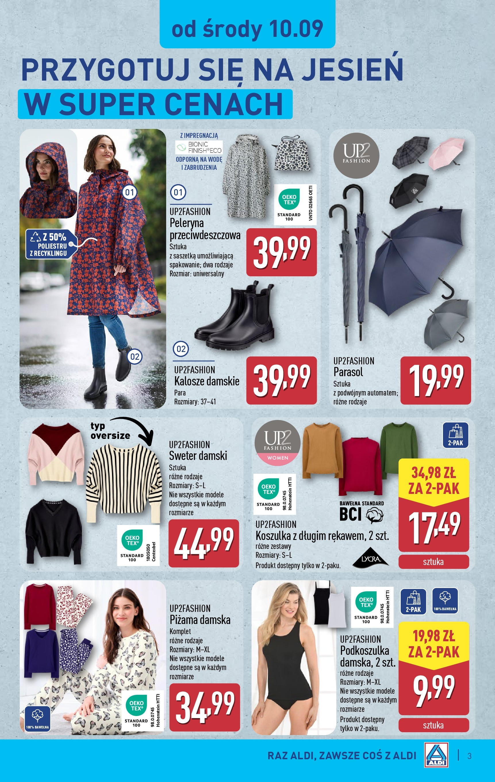Aldi Gazetka - Hity od Środy i od Soboty od 10.09.2025 - Ulotka PDF, promocje | Strona: 3 | Produkty: Sweter, Piżama, Kalosze, Parasol