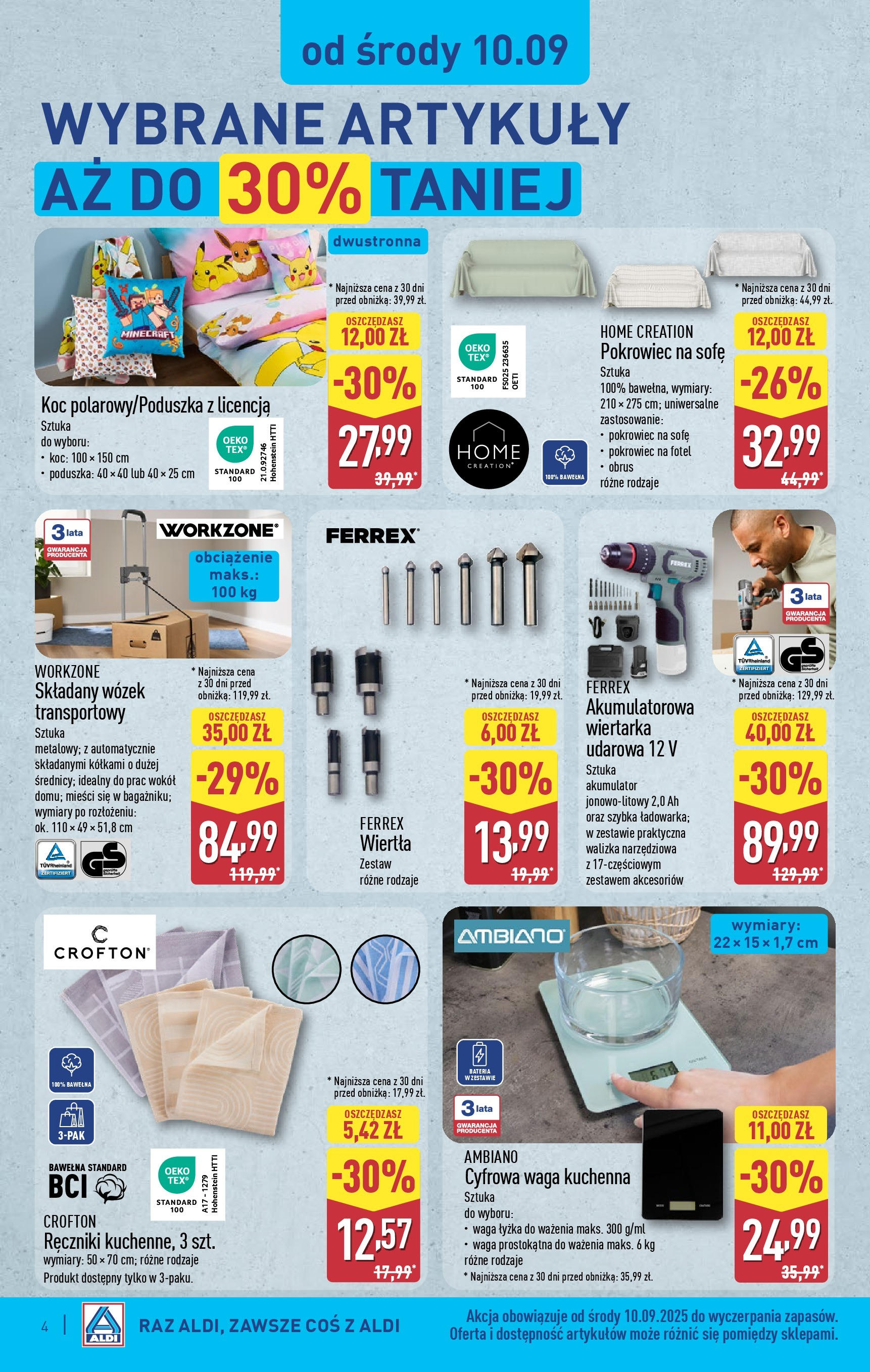 Aldi Gazetka - Hity od Środy i od Soboty od 10.09.2025 - Ulotka PDF, promocje | Strona: 4 | Produkty: Waga, Poduszka, Koc, Fotel
