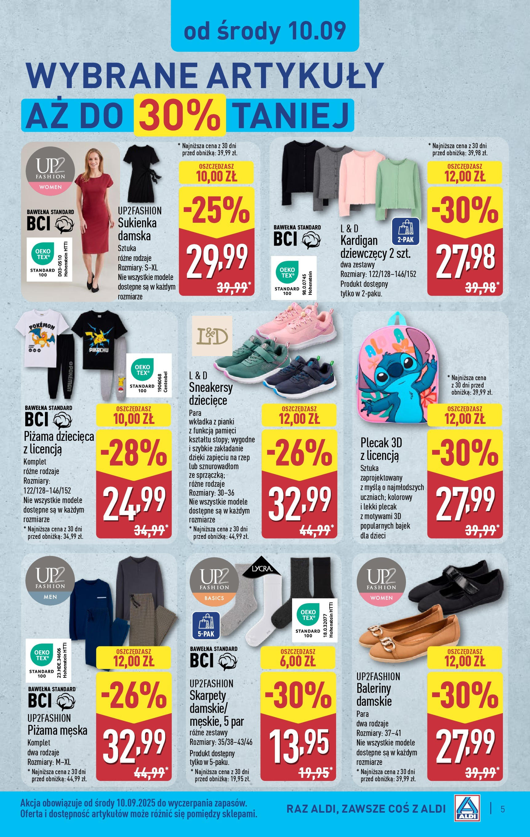 Aldi Gazetka - Hity od Środy i od Soboty od 10.09.2025 - Ulotka PDF, promocje | Strona: 5 | Produkty: Skarpety, Piżama, Kardigan, Sukienka