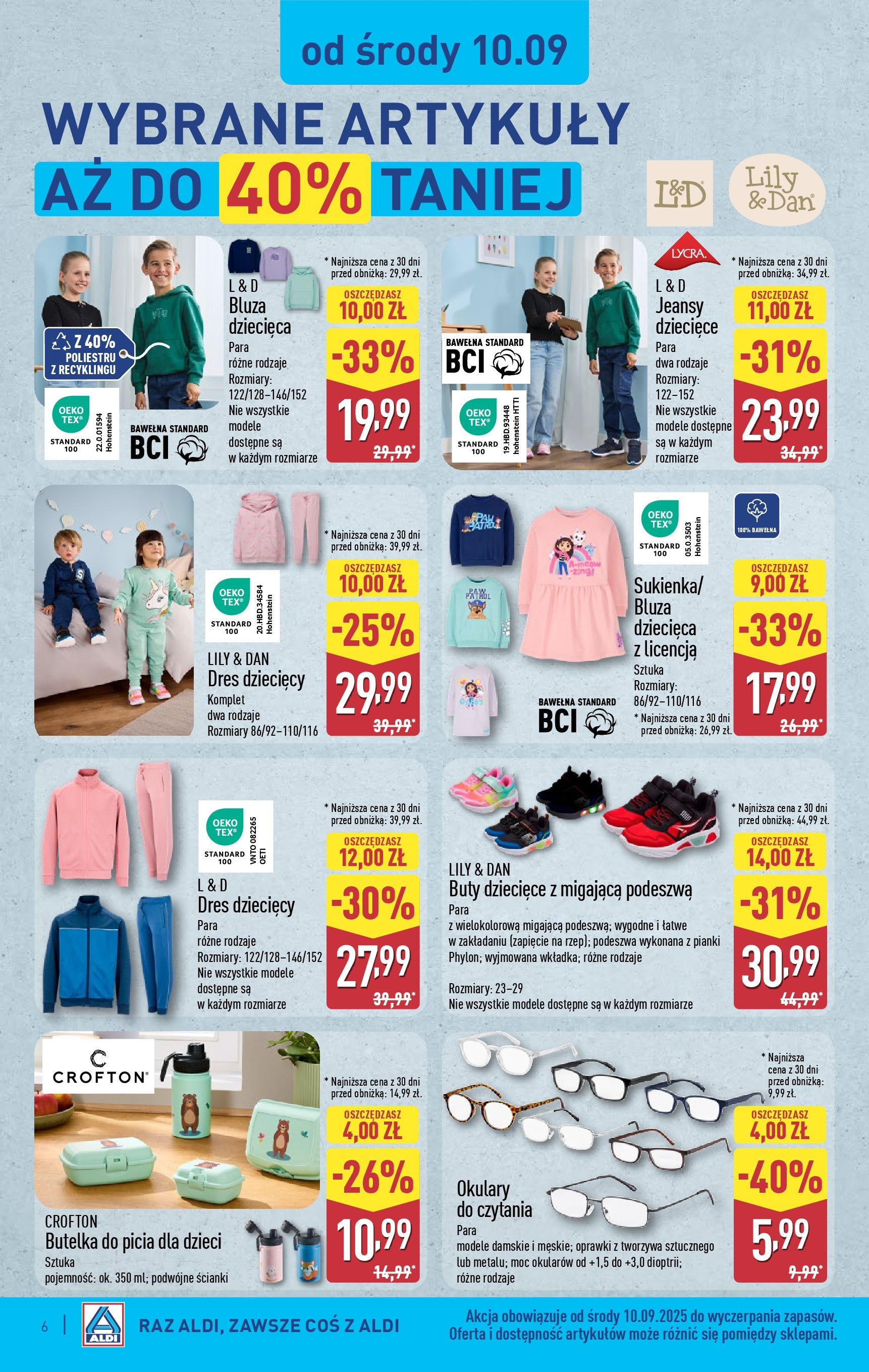 Aldi Gazetka - Hity od Środy i od Soboty od 10.09.2025 - Ulotka PDF, promocje | Strona: 6 | Produkty: Buty, Okulary, Pianki