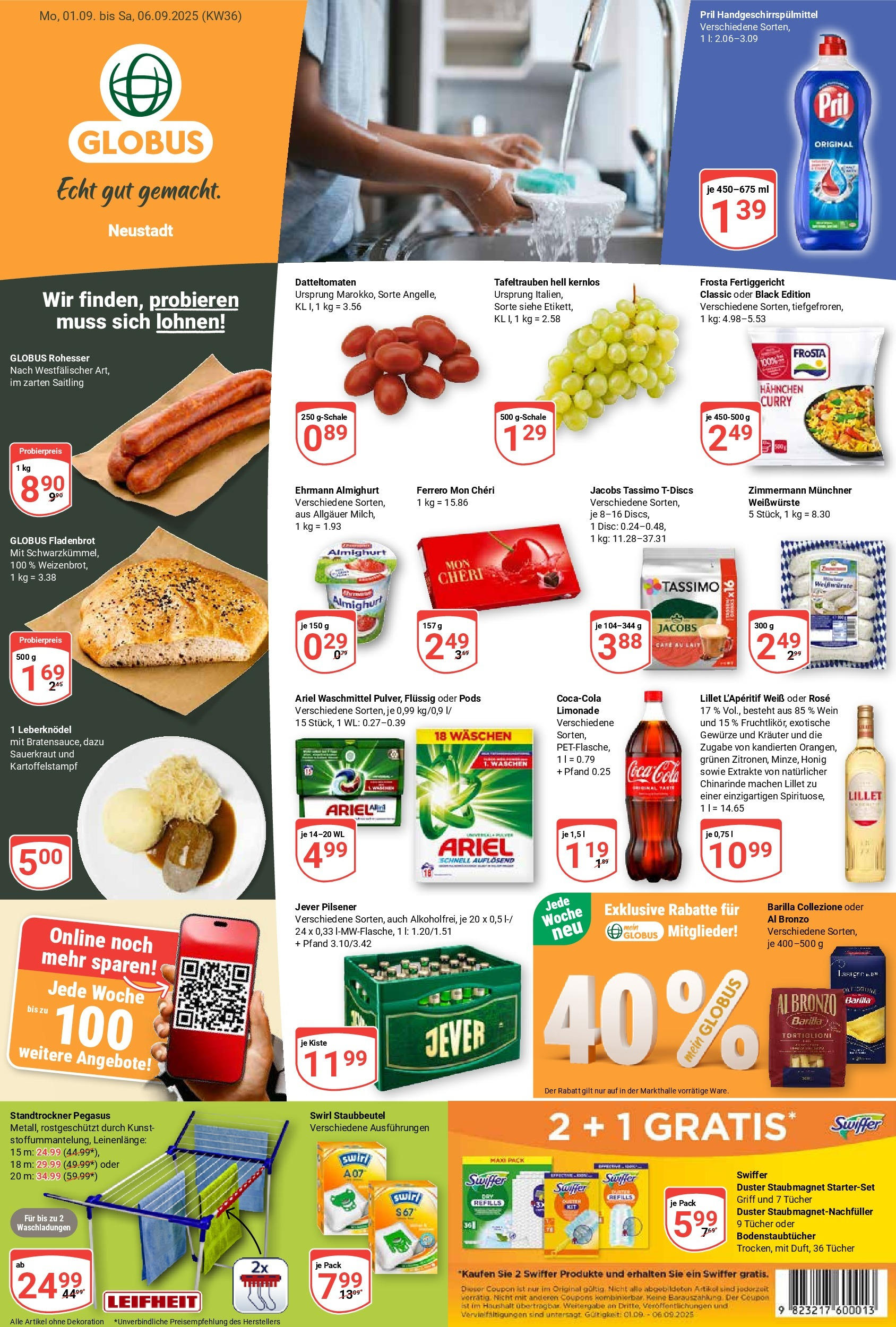 Globus prospekt Neustadt (ab 01.09.2025) » Angebote ab Montag | Seite: 5 | Produkte: Coca cola, Lillet, Waschmittel, Jever Globus prospekt Neustadt (ab 01.09.2025) » Angebote online | Seite: 5 | Produkte: Coca cola, Lillet, Waschmittel, Jever