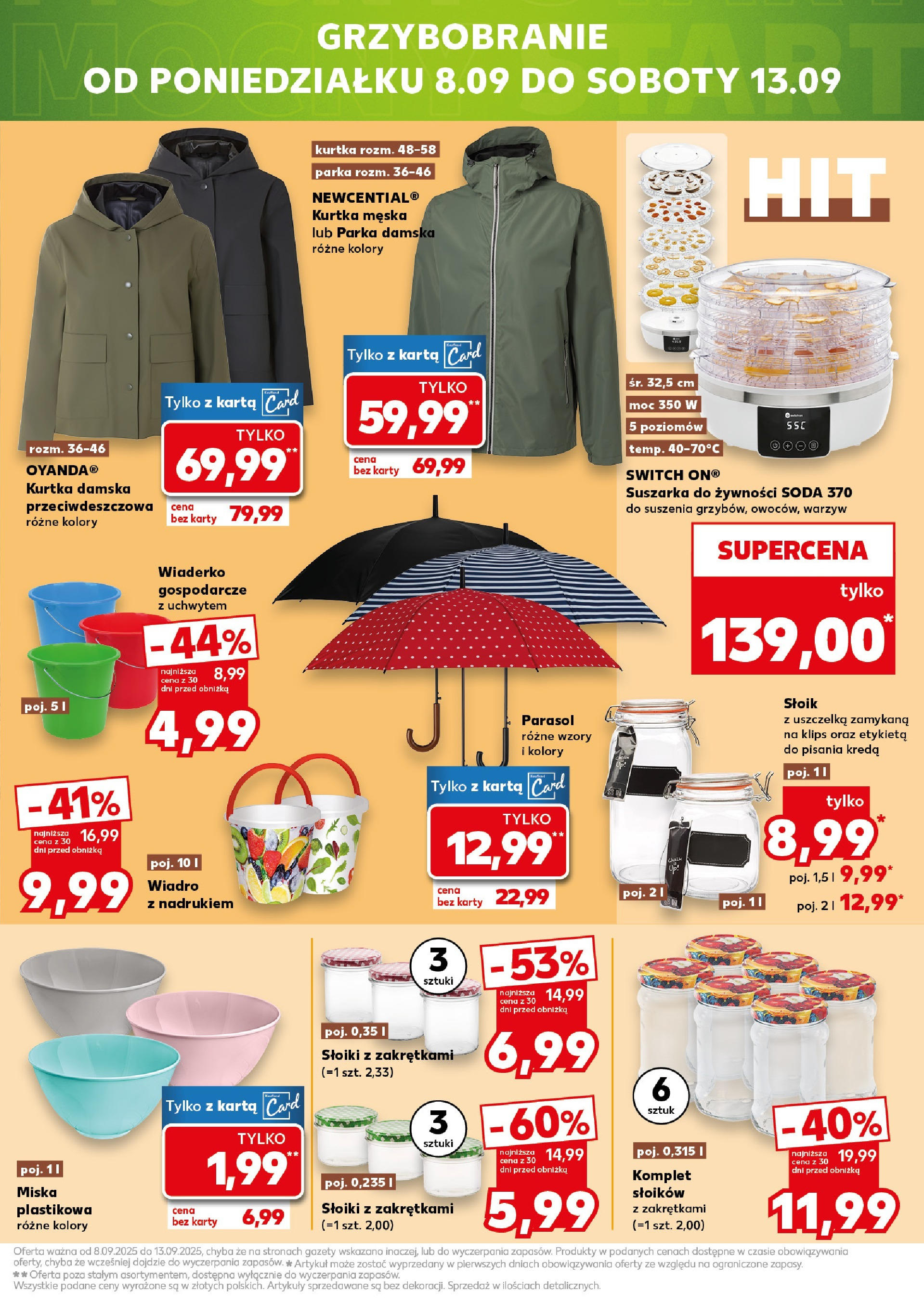 Kaufland gazetka - Mega okazje (04.09.2025) - od jutra | Strona: 17 | Produkty: Karta, Kurtka, Parasol, Suszarka Kaufland gazetka - Mega okazje od 04.09.2025 - od jutra PDF | Strona: 17 | Produkty: Karta, Kurtka, Parasol, Suszarka