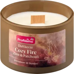 Profissimo Duftkerze im Glas Holzdocht Cozy Fire
