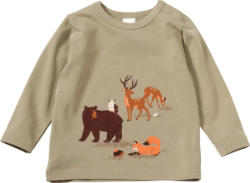 ALANA Langarmshirt Pro Climate mit Waldtier-Motiv, braun, Gr. 86