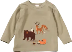 ALANA Langarmshirt Pro Climate mit Waldtier-Motiv, braun, Gr. 86