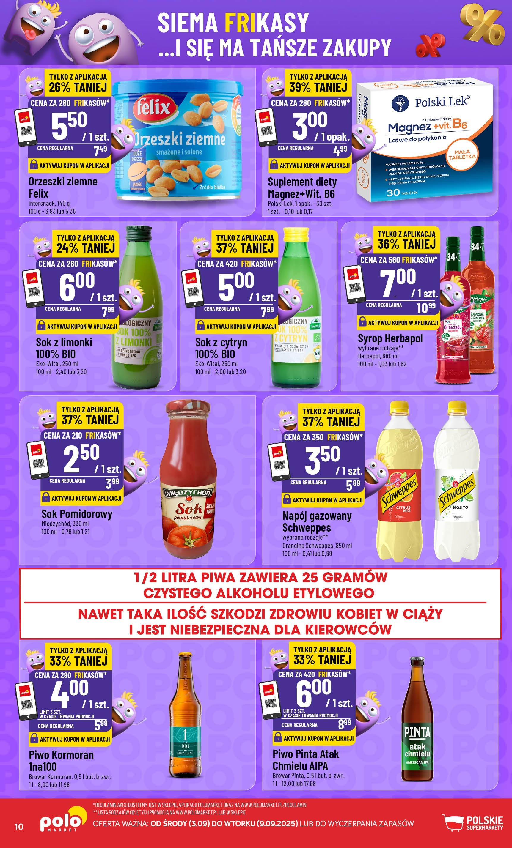 POLOmarket gazetka od jutra (03.09.2025) | Nowa PDF | Strona: 10 | Produkty: Syrop, Orzeszki ziemne, Sok, Piwo POLOmarket gazetka od jutra (03.09.2025) - Nowa PDF | Strona: 10 | Produkty: Syrop, Orzeszki ziemne, Sok, Piwo