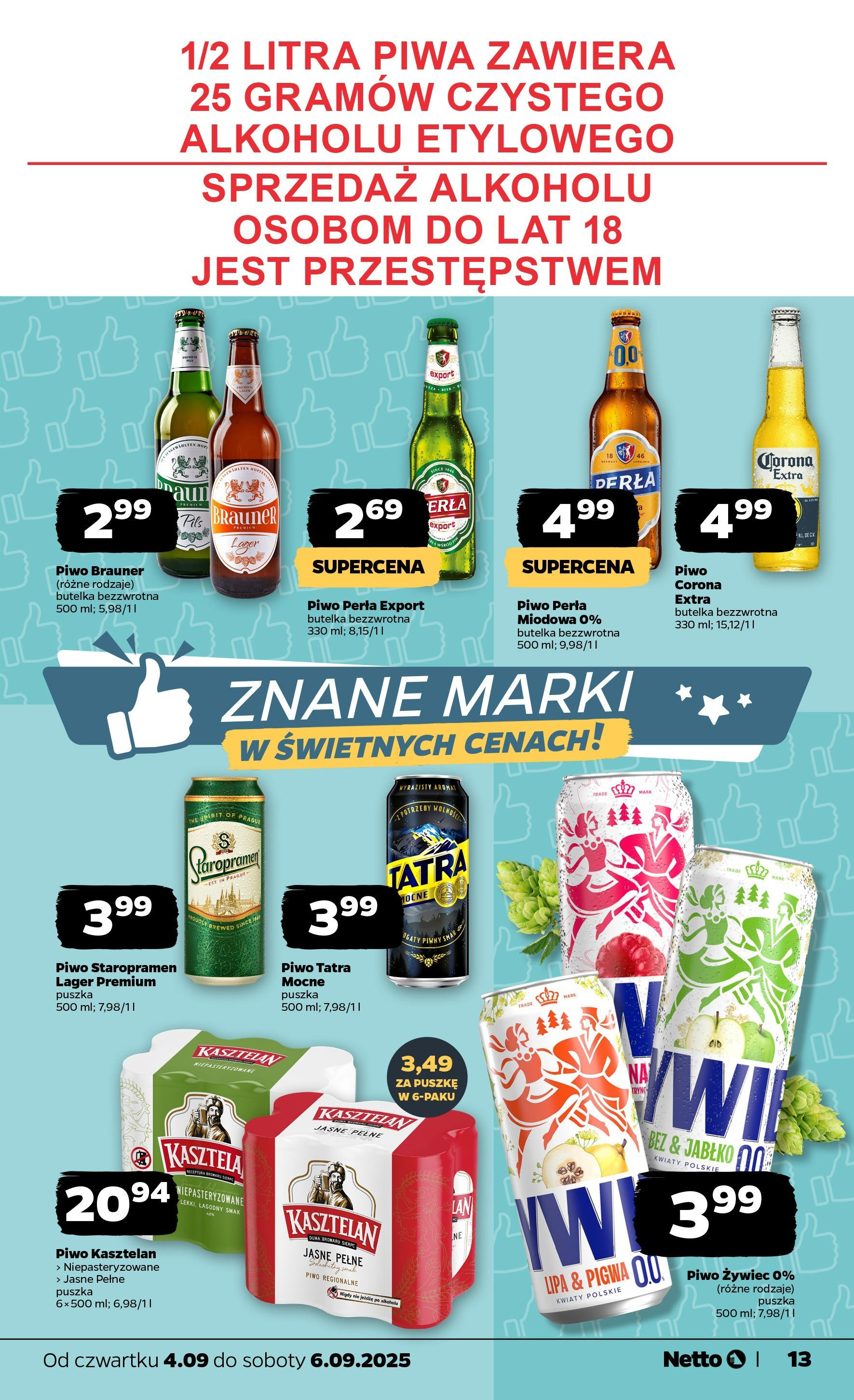 Netto gazetka - Spożywcza od 04.09.2025 | Promocje | Strona: 13 | Produkty: Pigwa, Piwo Staropramen, Piwo, Kwiaty Netto gazetka - Spożywcza od 04.09.2025 - Aktualne promocje | Strona: 13 | Produkty: Pigwa, Piwo Staropramen, Piwo, Kwiaty