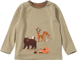 ALANA Langarmshirt Pro Climate mit Waldtier-Motiv, braun, Gr. 92