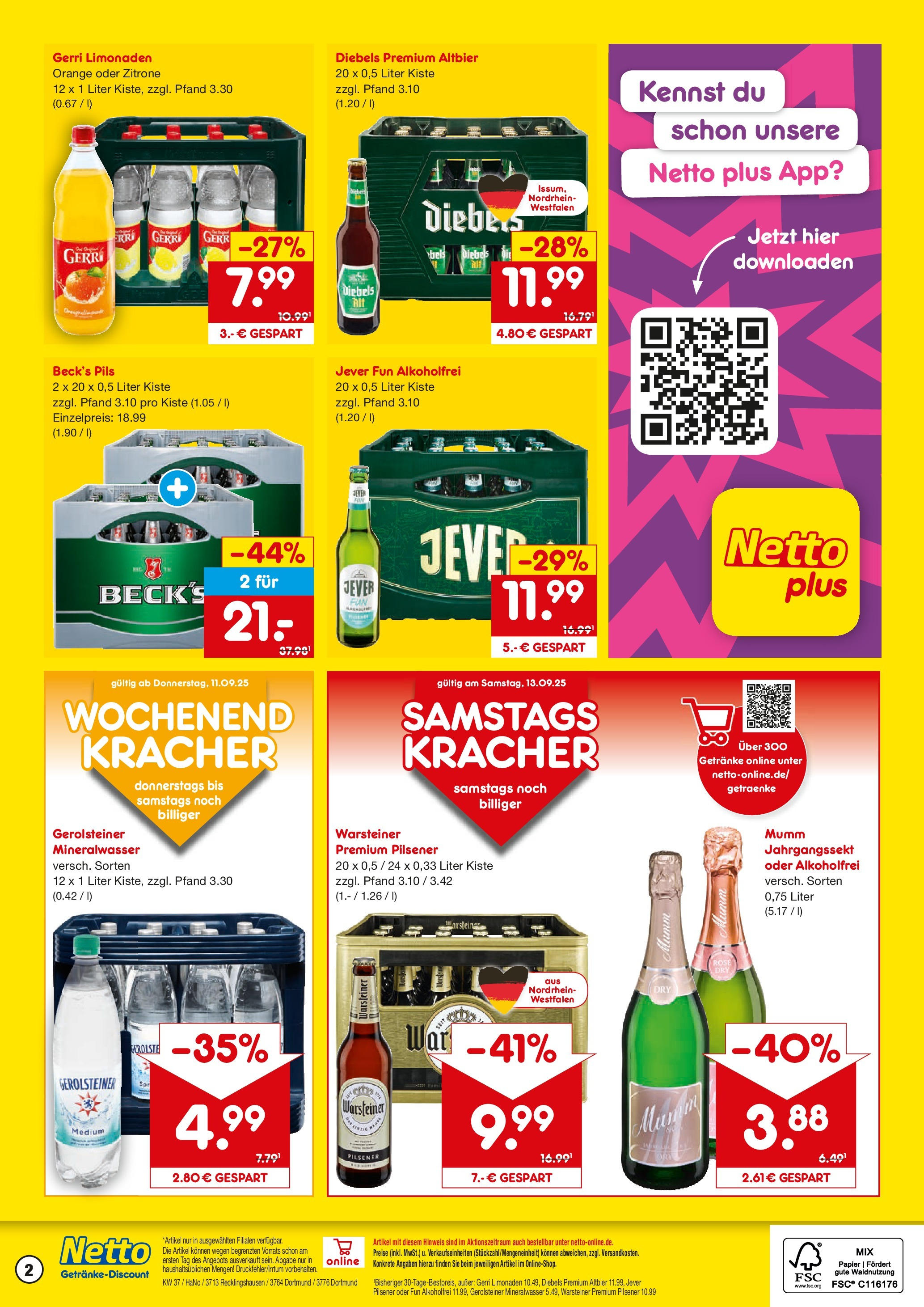 Netto Marken-Discount prospekt Dortmund	 (ab 08.09.2025) » Angebote | Seite: 2 | Produkte: Mineralwasser, Zitrone, Jever, Gerolsteiner