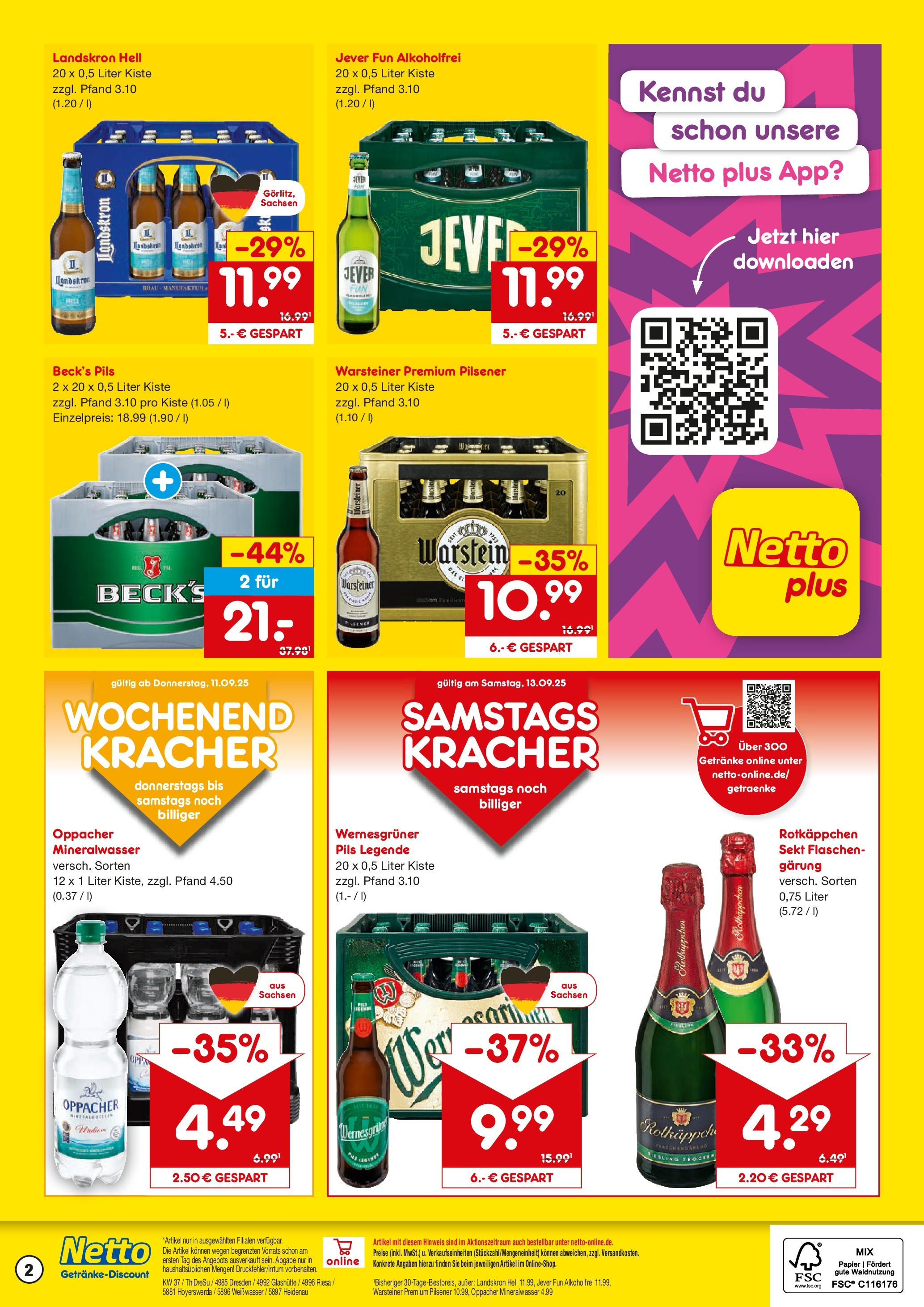 Netto Marken-Discount prospekt Hoyerswerda (ab 08.09.2025) » Angebote | Seite: 2 | Produkte: Wernesgruner, Mineralwasser, Warsteiner, Jever Netto Marken-Discount prospekt Hoyerswerda (ab 08.09.2025) » Angebote | Seite: 2 | Produkte: Wernesgruner, Mineralwasser, Warsteiner, Jever