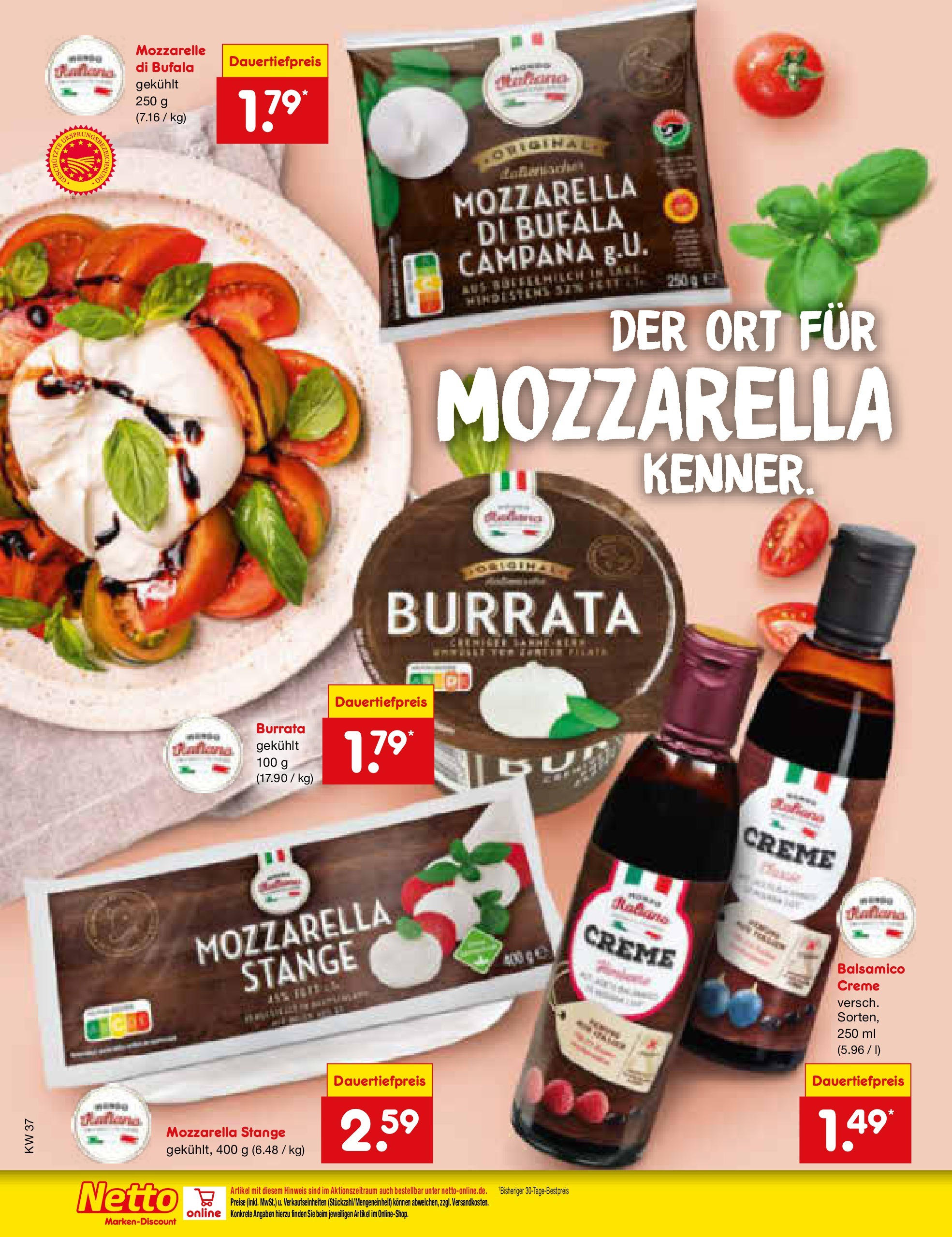 Netto Marken-Discount prospekt Weimar	 (ab 07.09.2025) » Angebote | Seite: 18 | Produkte: Balsamico, Mozzarella, Creme, Burrata