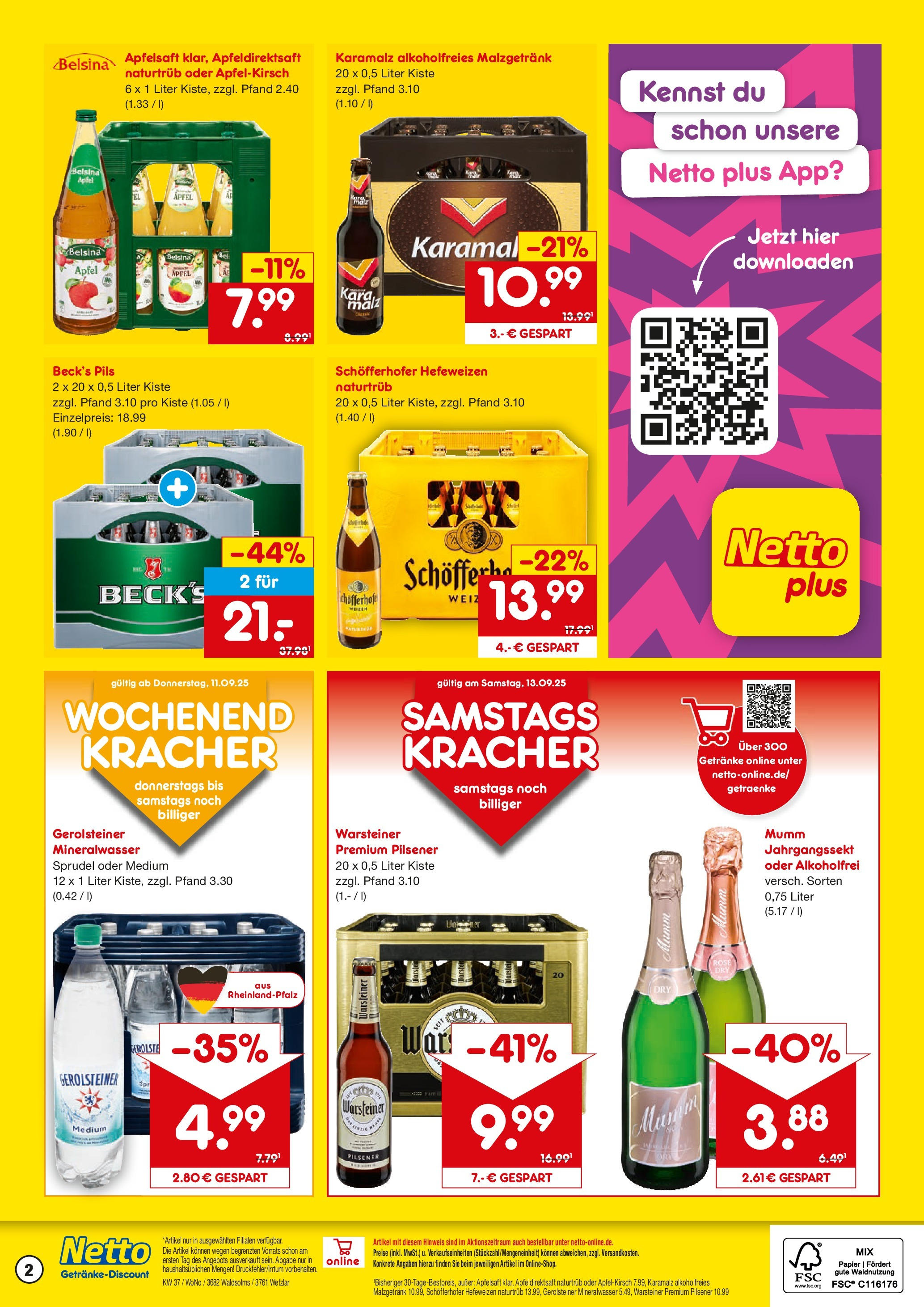Netto Marken-Discount prospekt Wetzlar-Naunheim	 (ab 08.09.2025) » Angebote | Seite: 2 | Produkte: Äpfel, Apfelsaft, Warsteiner, Gerolsteiner