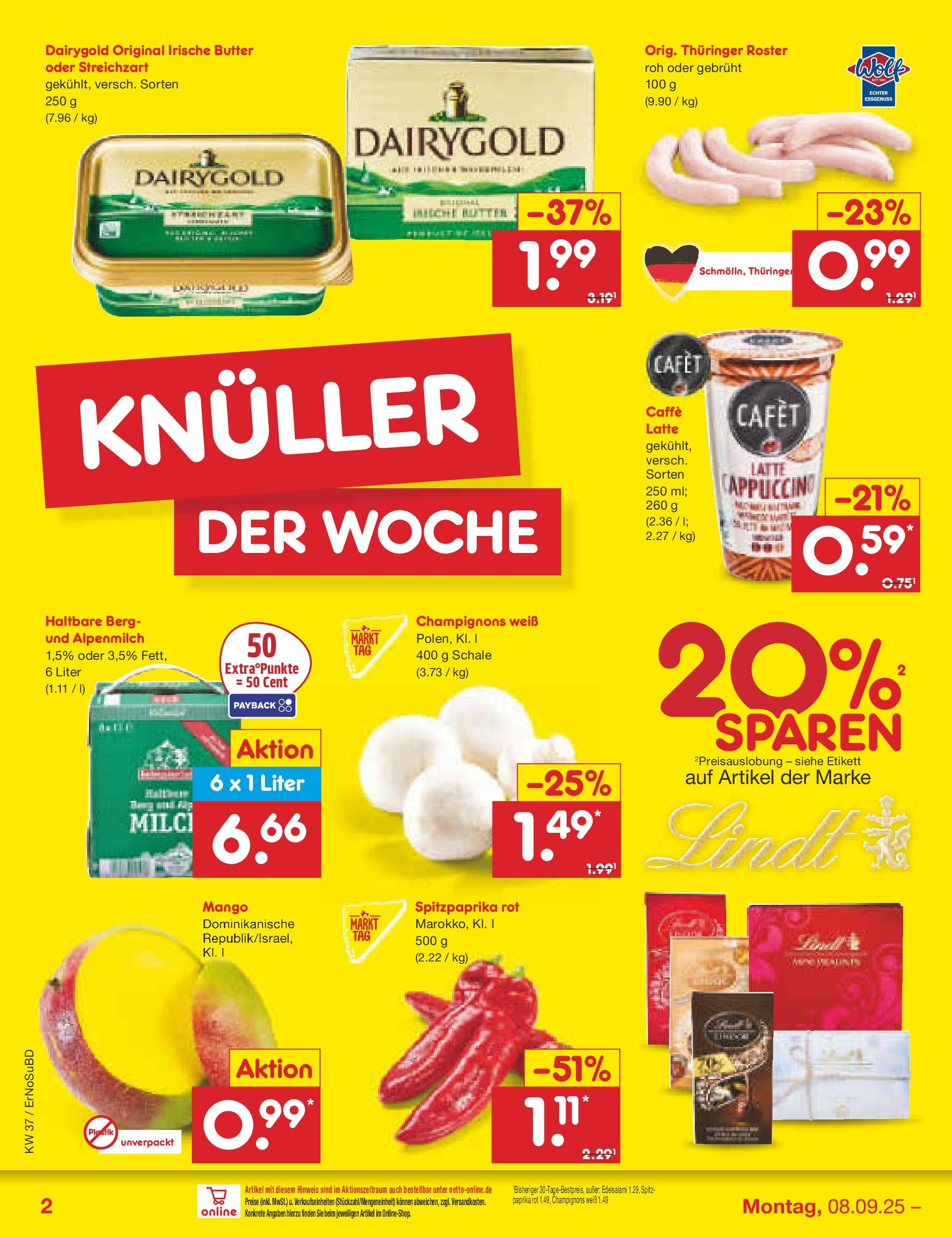 Netto Marken-Discount prospekt Weimar	 (ab 07.09.2025) » Angebote | Seite: 2 | Produkte: Paprika rot, Champignons, Paprika, Mango