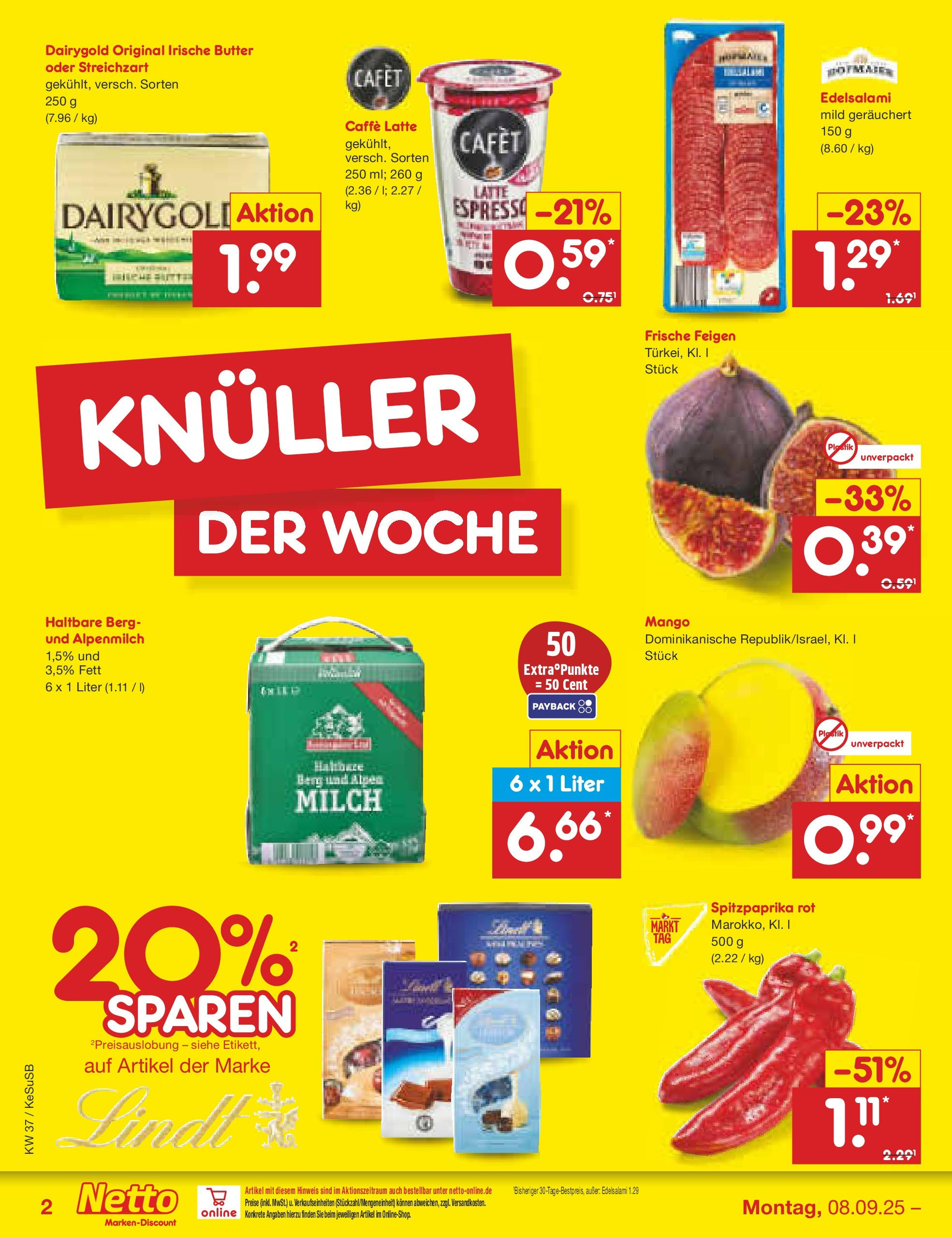 Netto Marken-Discount prospekt Kruft (ab 07.09.2025) » Angebote | Seite: 2 | Produkte: Milch, Butter, Mango Netto Marken-Discount prospekt Kruft (ab 07.09.2025) » Angebote | Seite: 2 | Produkte: Milch, Butter, Mango