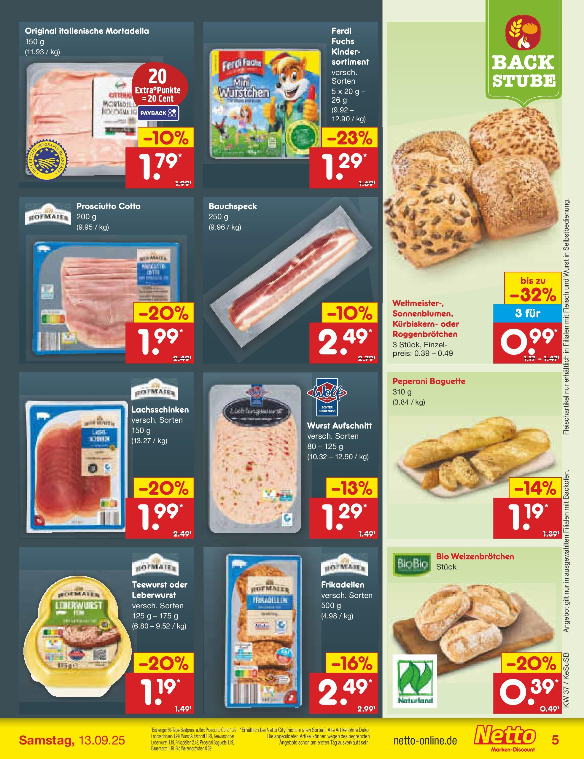 Netto Marken-Discount prospekt Kruft (ab 07.09.2025) » Angebote | Seite: 5 | Produkte: Baguette, Wurst, Fleisch Netto Marken-Discount prospekt Kruft (ab 07.09.2025) » Angebote | Seite: 5 | Produkte: Baguette, Wurst, Fleisch