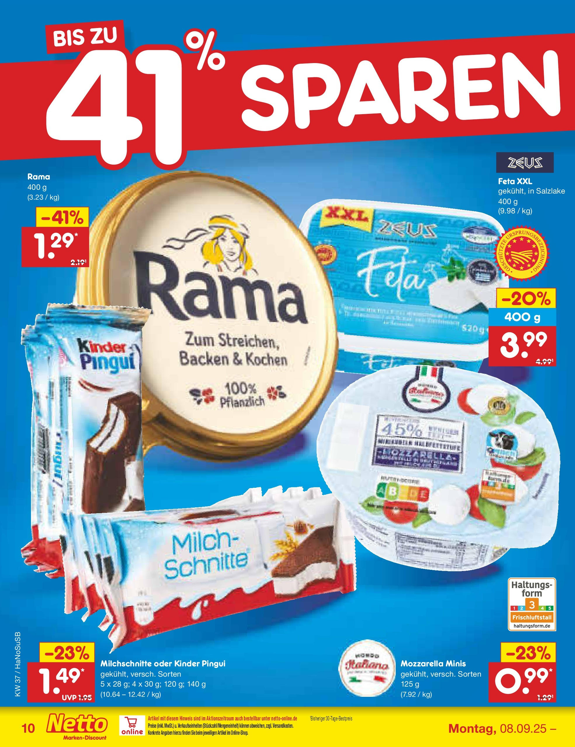 Netto Marken-Discount prospekt Wuppertal (ab 07.09.2025) » Angebote | Seite: 10 | Produkte: Rama, Feta, Milch, Mozzarella Netto Marken-Discount prospekt Wuppertal (ab 07.09.2025) » Angebote | Seite: 10 | Produkte: Rama, Feta, Milch, Mozzarella