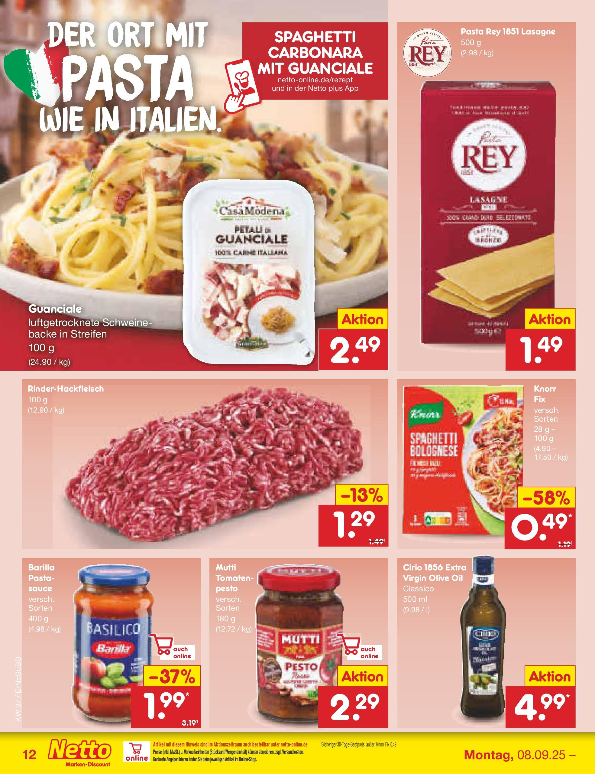 Netto Marken-Discount prospekt Weimar	 (ab 07.09.2025) » Angebote | Seite: 12 | Produkte: Knorr fix, Tomaten, Knorr, Pasta