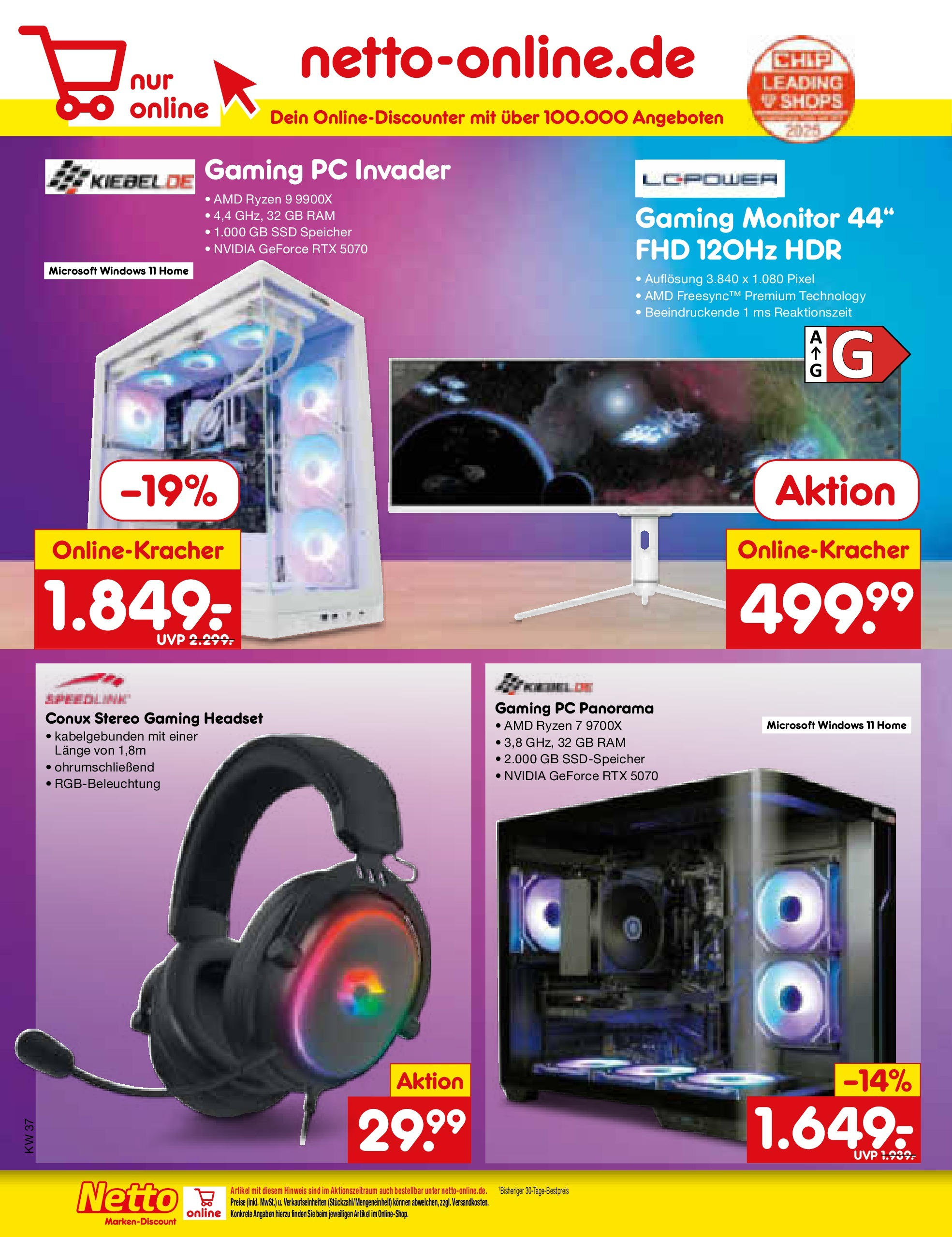 Netto Marken-Discount prospekt Weimar	 (ab 07.09.2025) » Angebote | Seite: 40 | Produkte: Headset, Monitor, PC